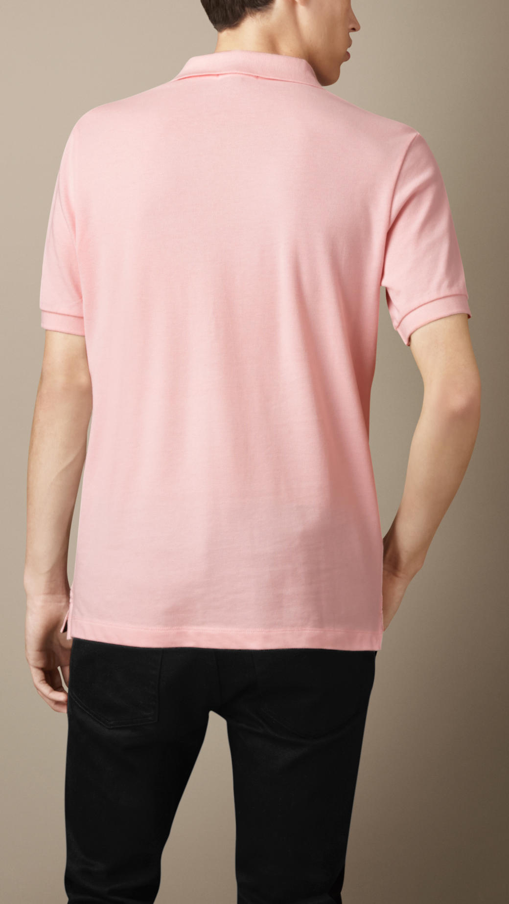 Burberry Check Placket Polo Shirt in Pink for Men | Lyst