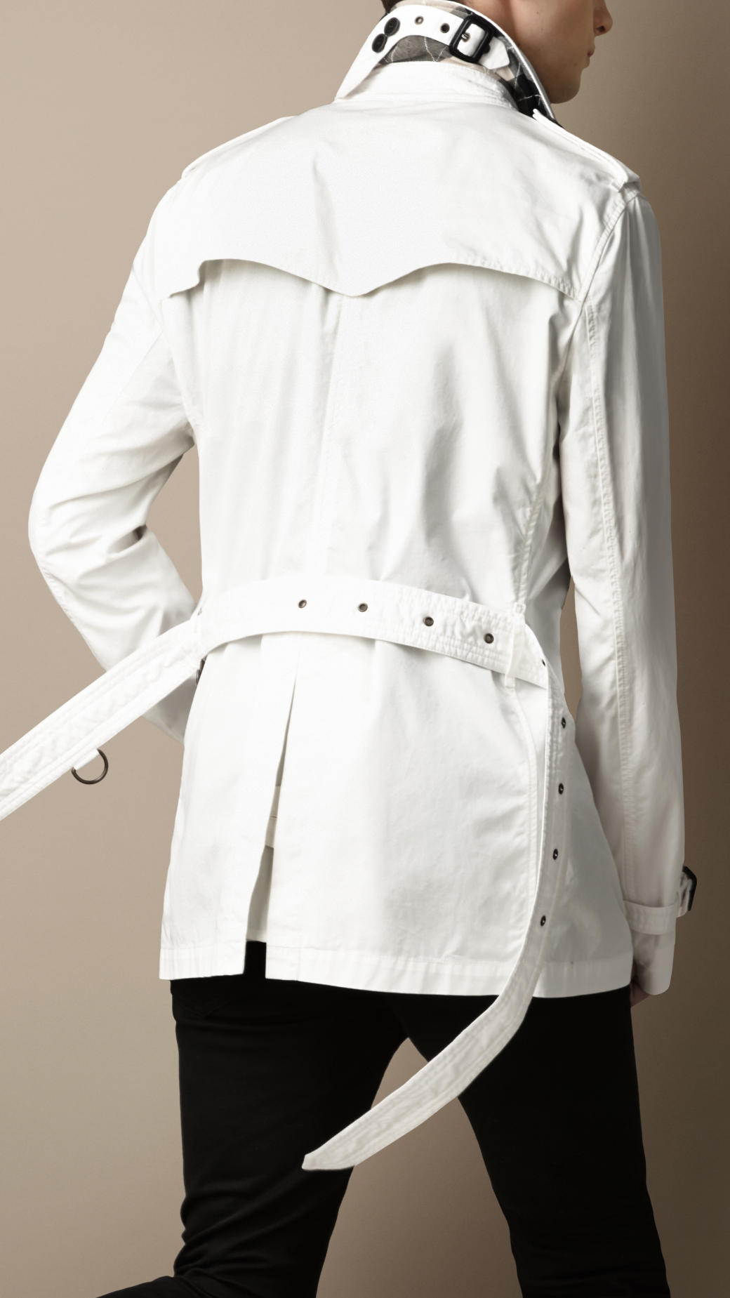 Burberry Short Cotton Twill Trench Coat in White for Men | Lyst