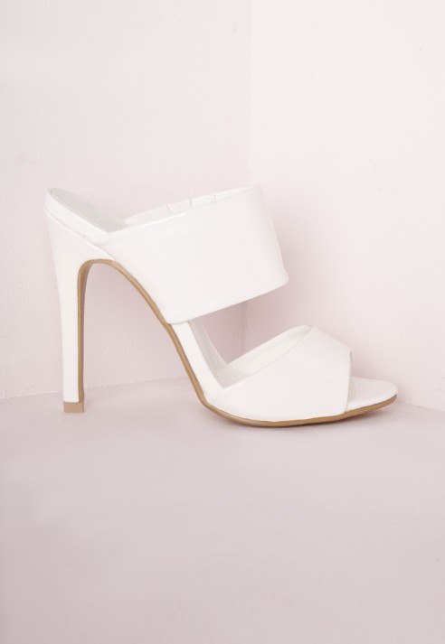 white slip on heels