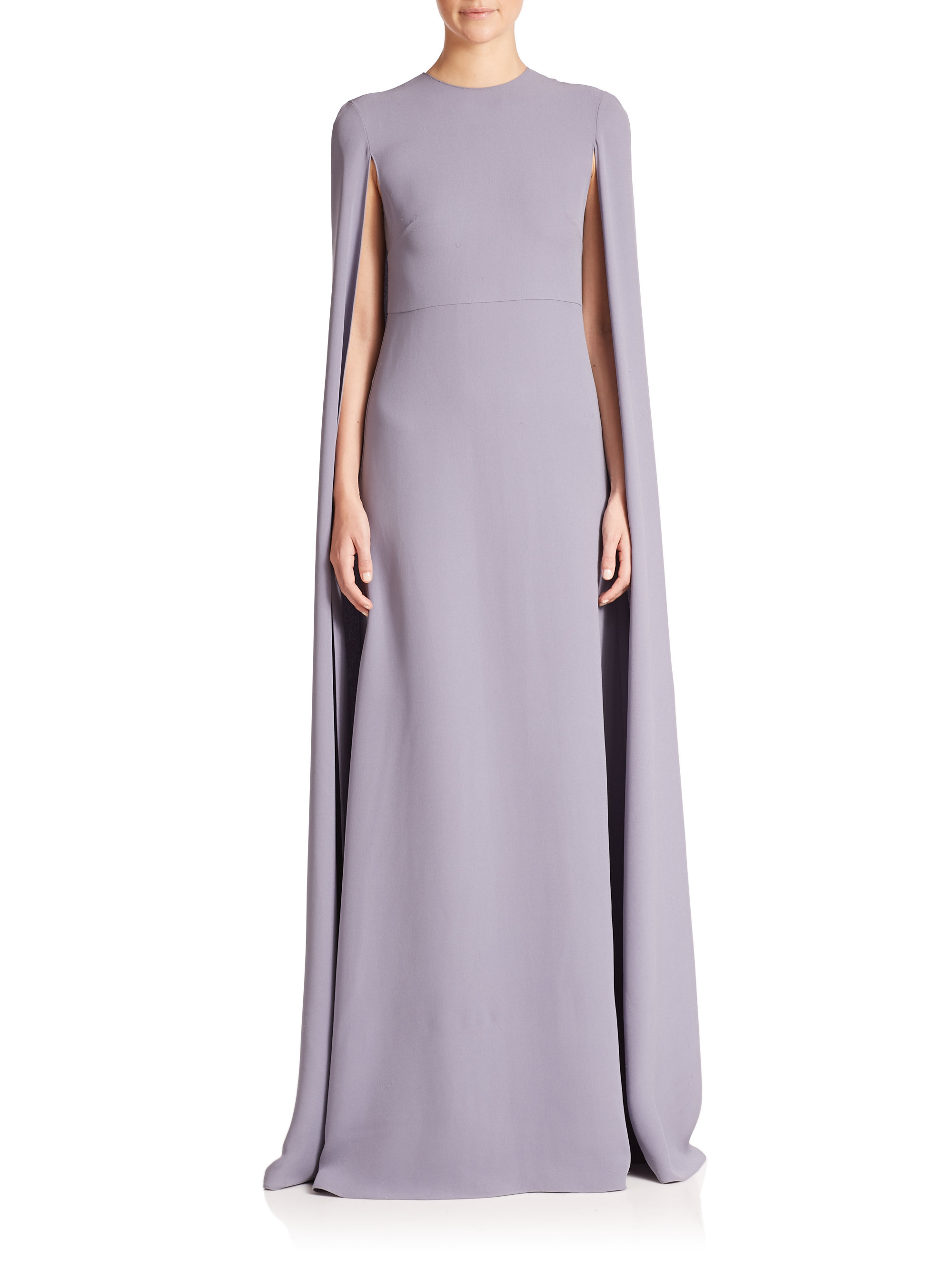 Valentino Silk Cape Gown in Blue | Lyst