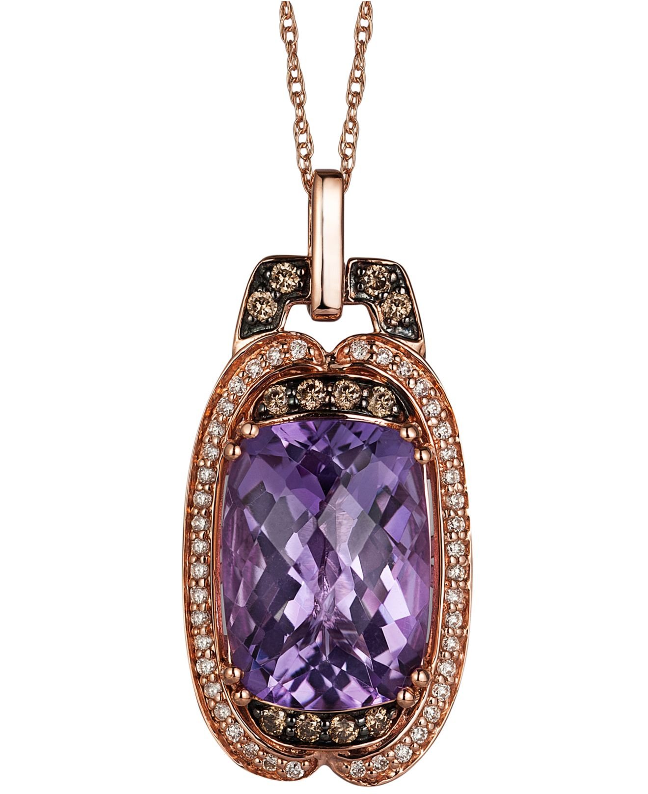 Le Vian White (1/8 Ct. T.W.) And Chocolate (1/6 Ct. T.W.) Diamond Pendant Necklace In 14K Rose