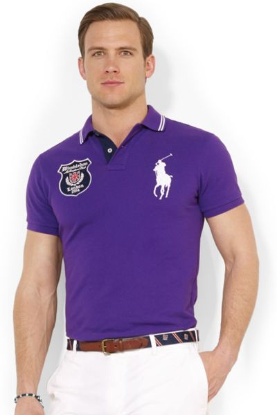 Ralph Lauren Polo Wimbledon Customfit Tippedcollar Polo in Purple for ...