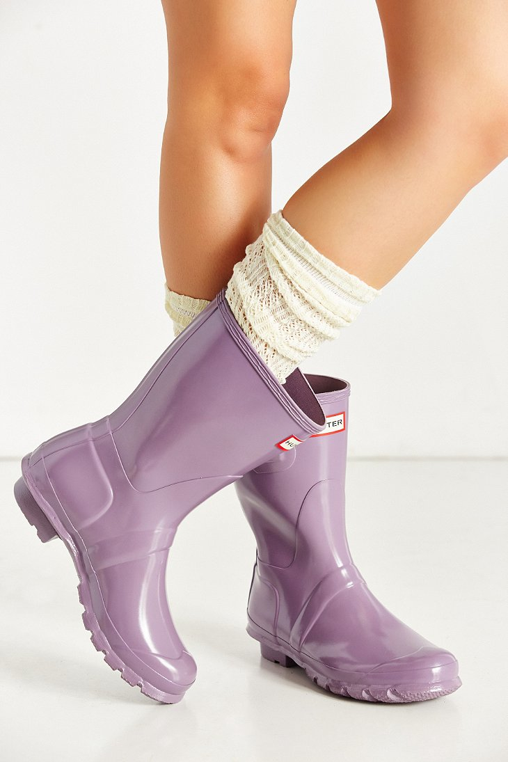 HUNTER Original Short Gloss Boot in Purple | Lyst