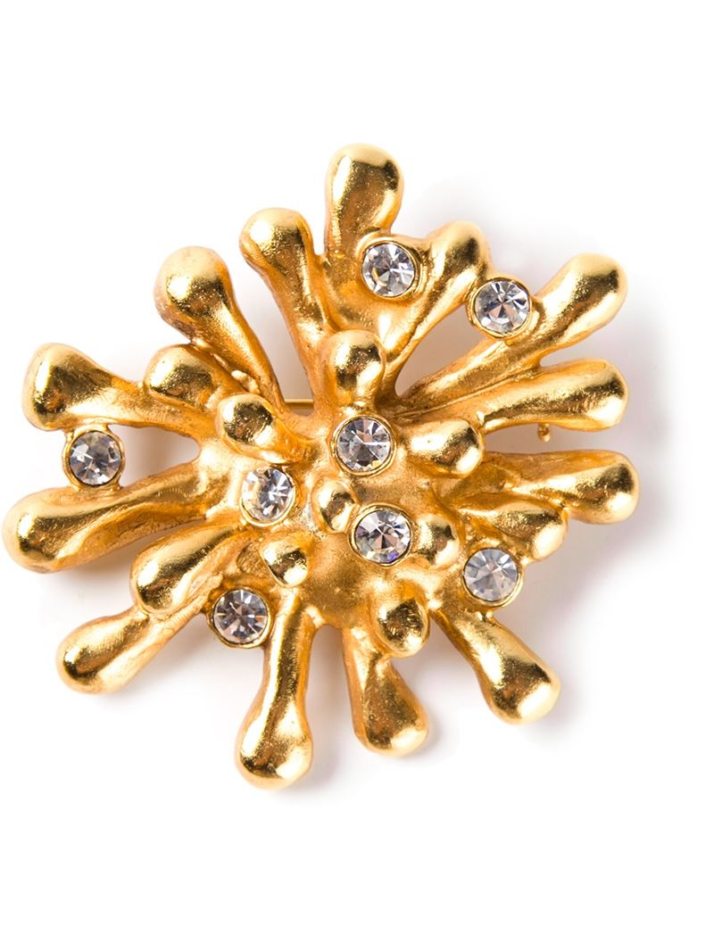 Christian Lacroix Crystal Pin Brooch in Metallic Lyst