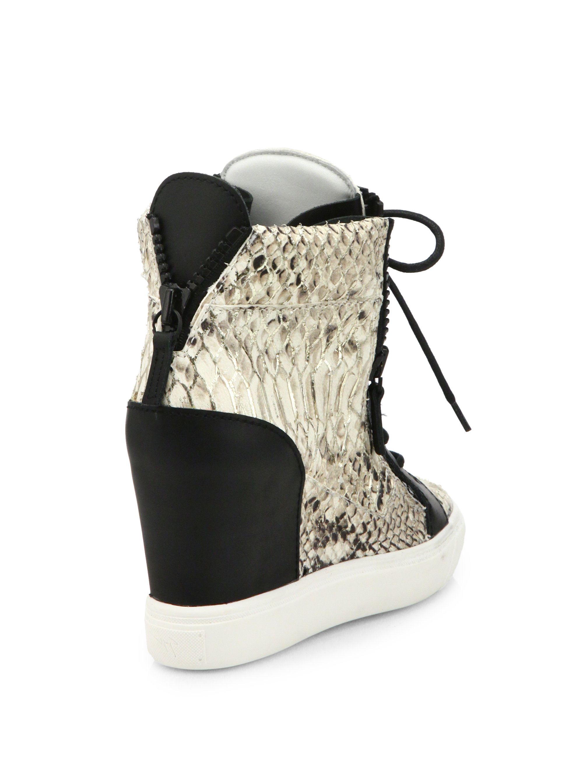 Giuseppe Zanotti Python & Leather Wedge Sneakers in Black | Lyst