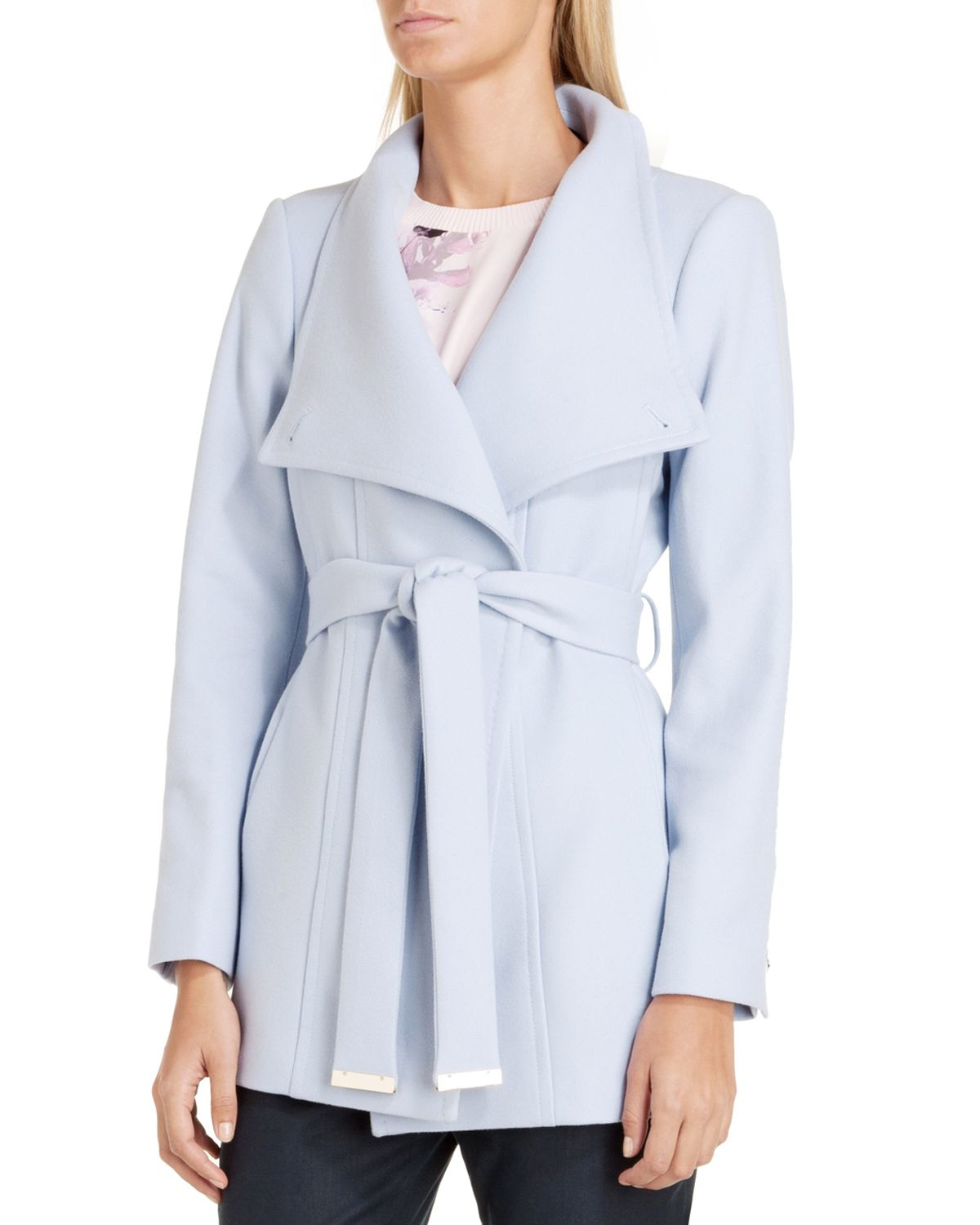 baby blue wrap coat