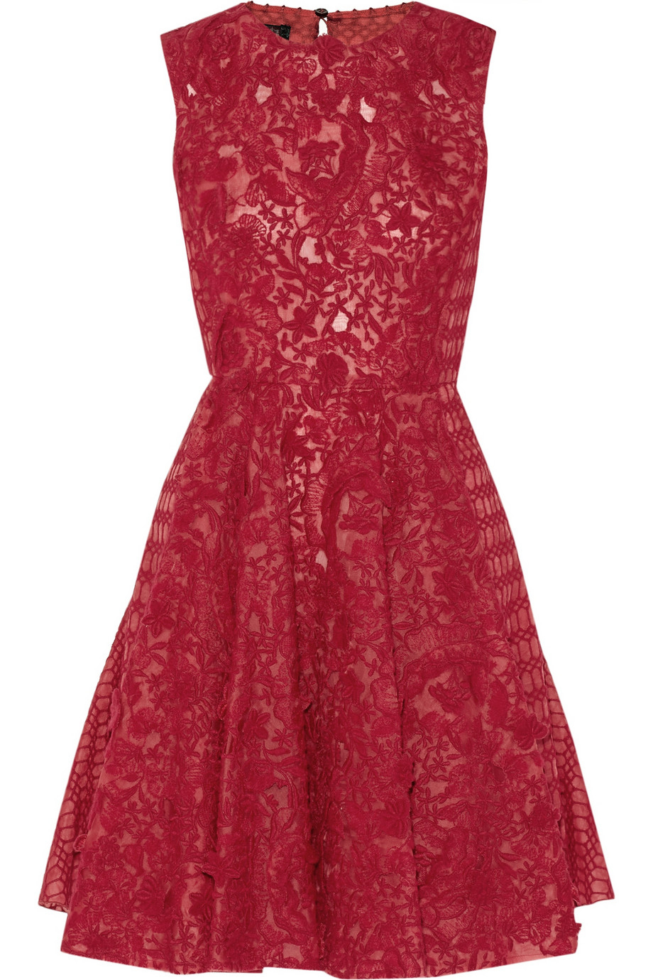 Lyst - Giambattista valli Pleated Macramé Lace Dress in Red