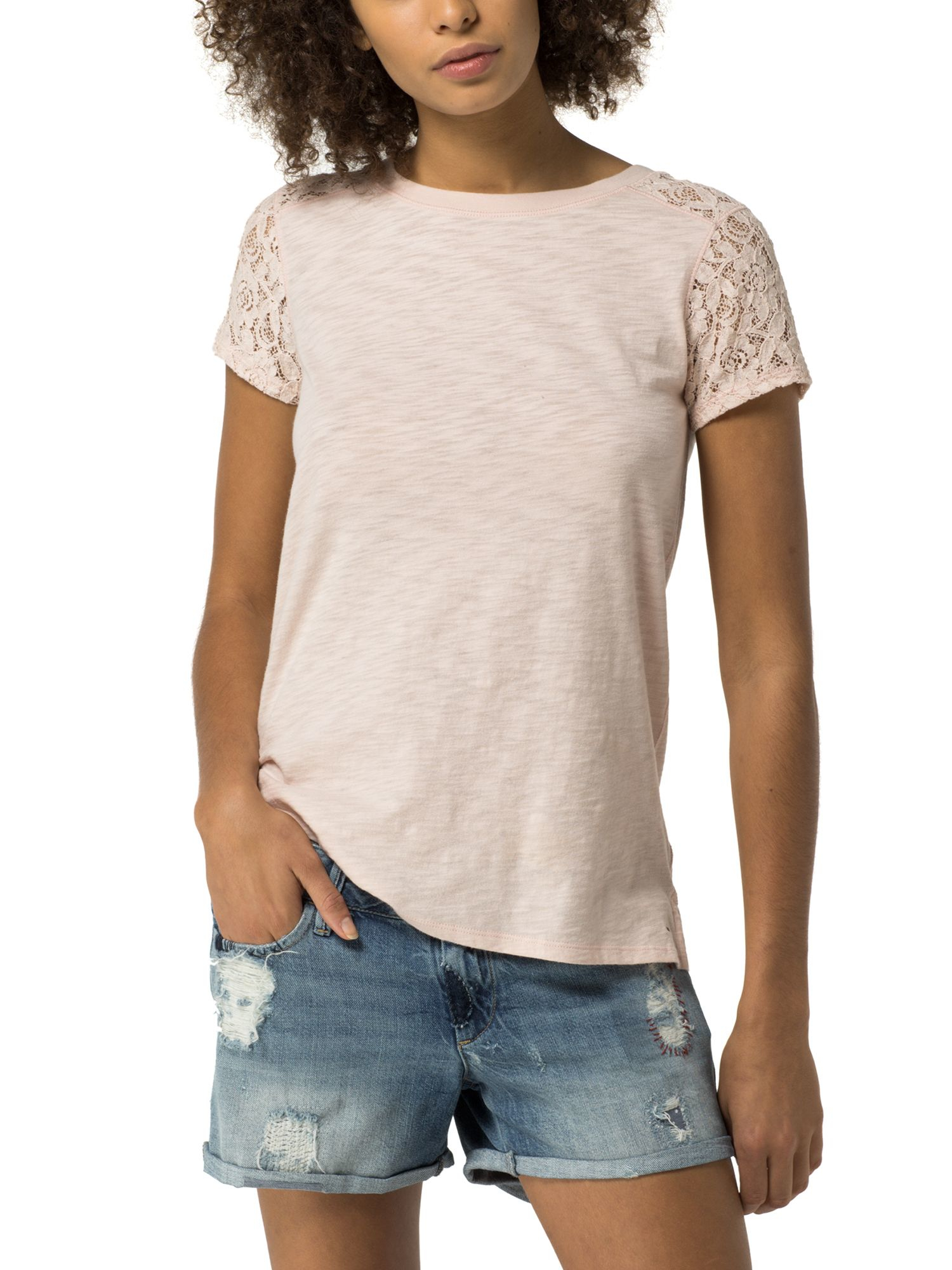 hilfiger basic lace top in pink lyst hilfiger basic lace top in pink lyst