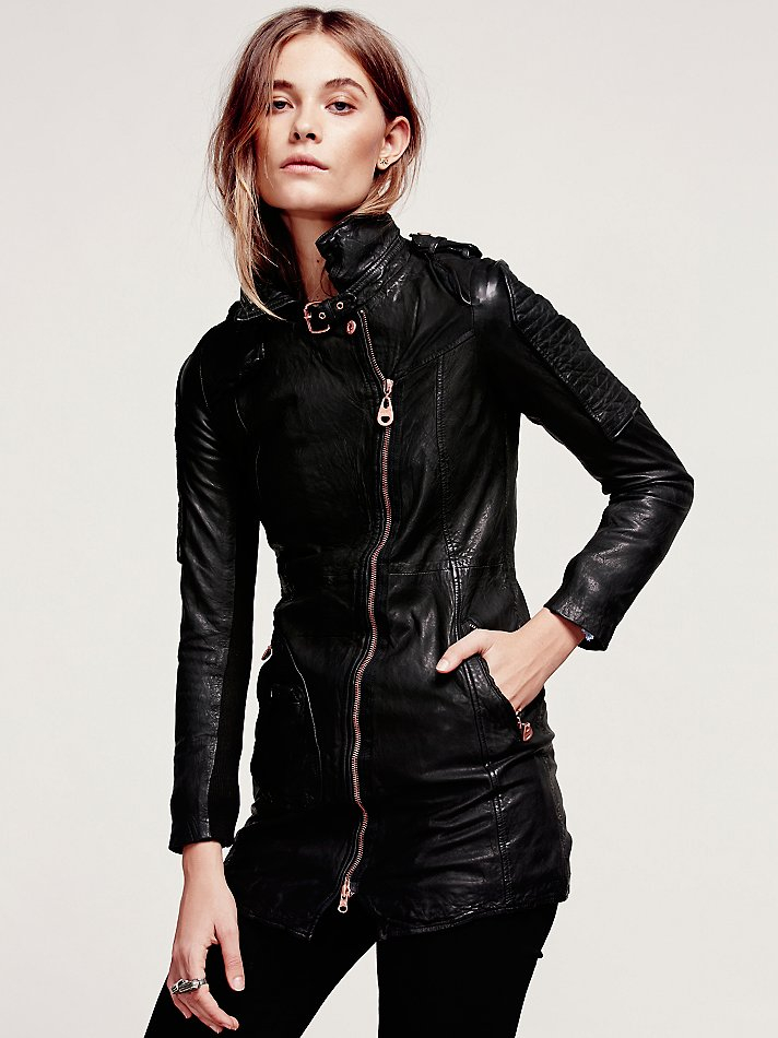 long leather moto jacket