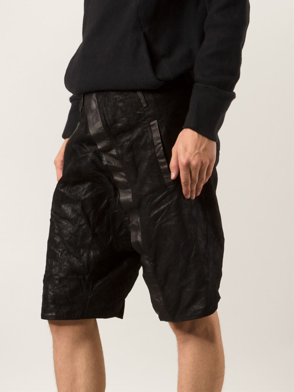 Boris Bidjan Saberi Leather Shorts in Black for Men - Lyst