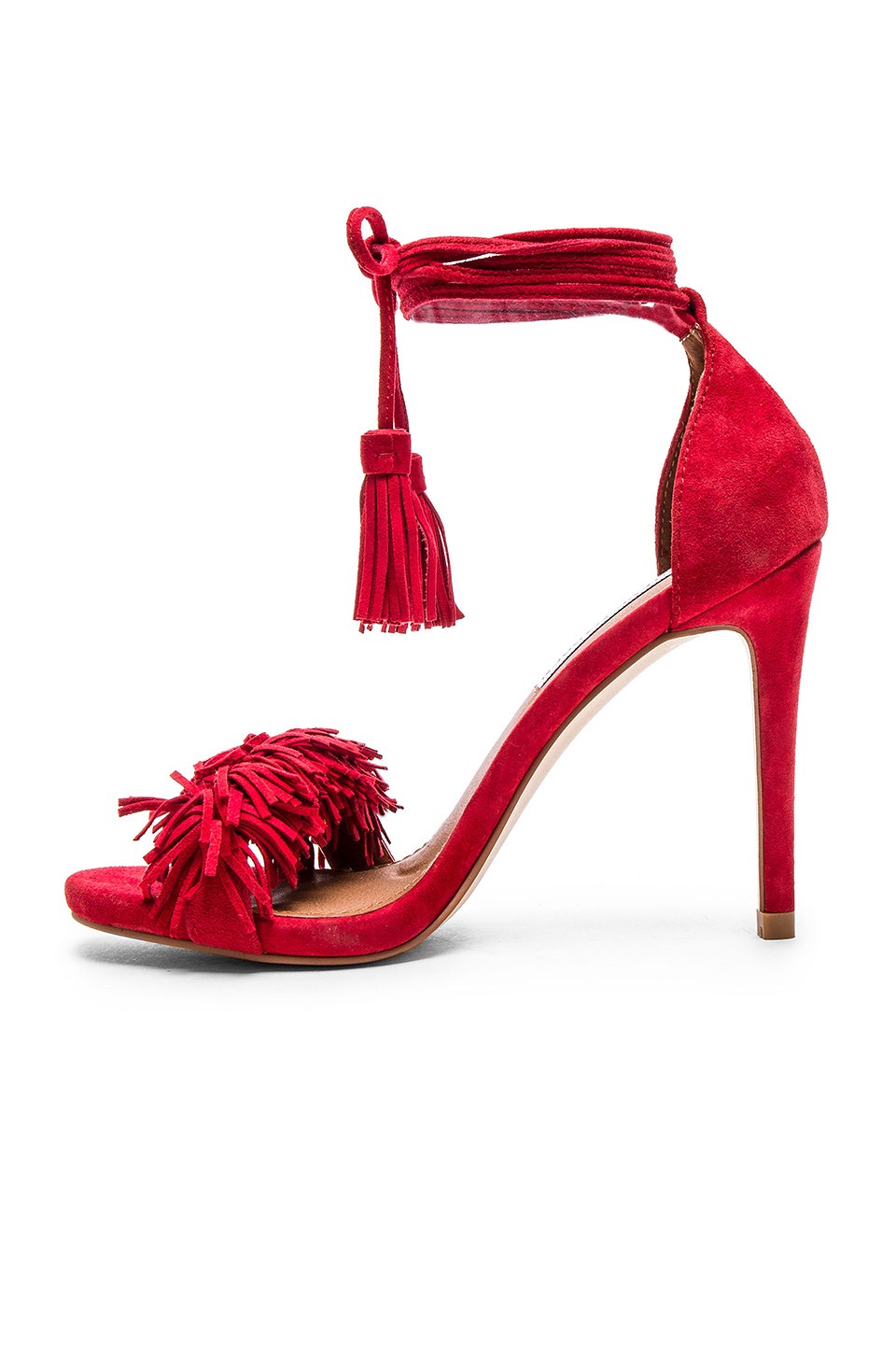 steve madden red fringe heels