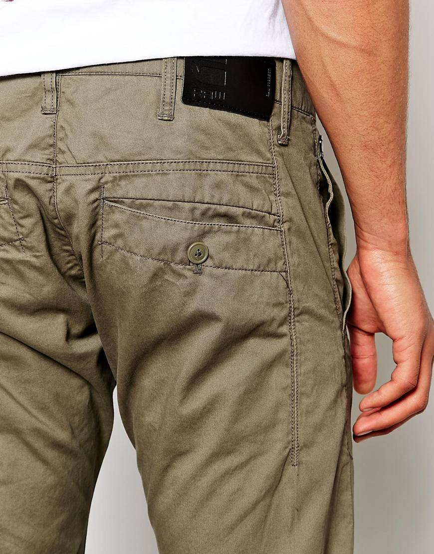 G-star raw G Star Chinos Correct Bronson Low Tapered Fit in Green for ...