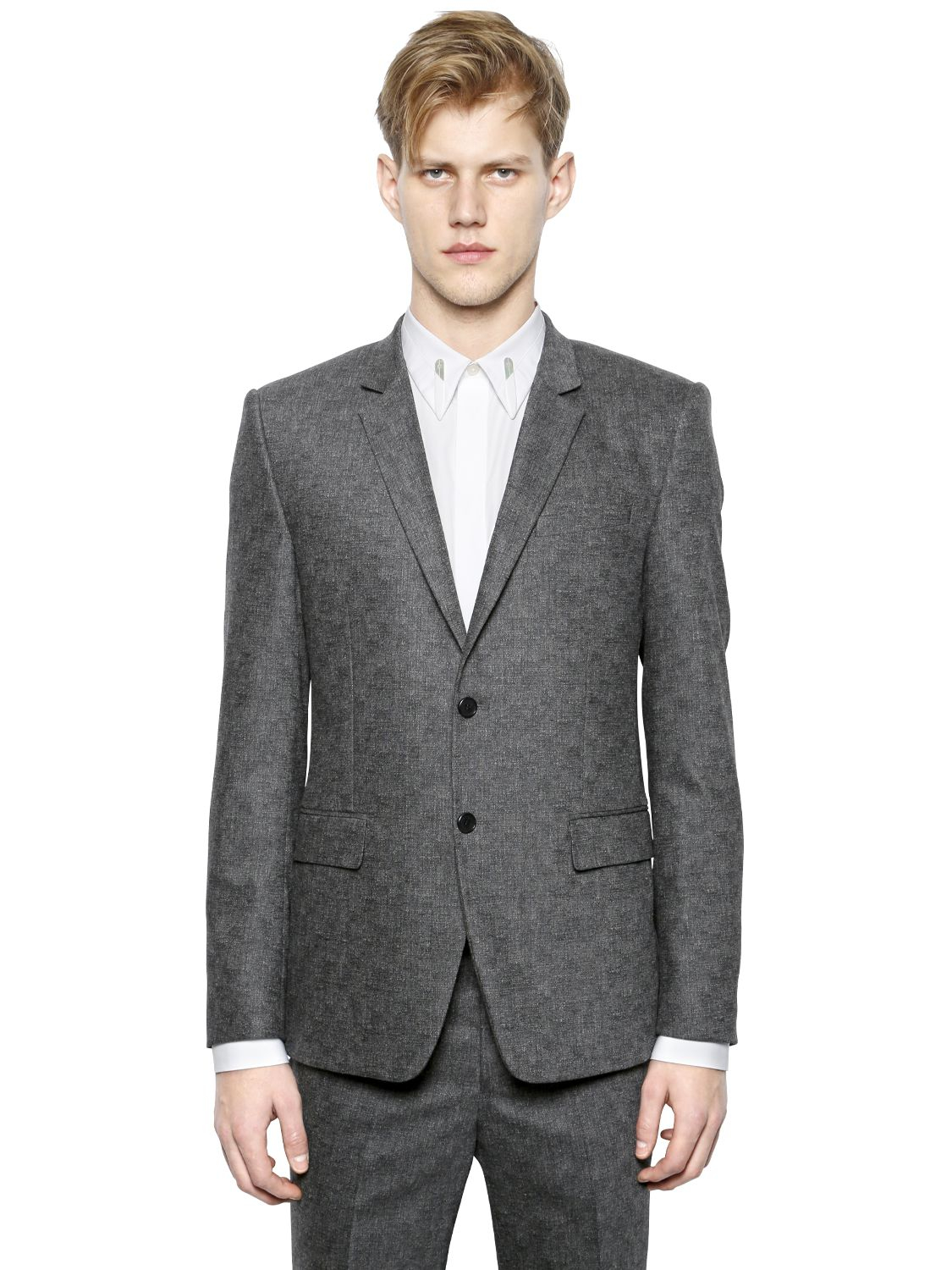 Givenchy Stretch Salt & Pepper Wool Suit in Gray for Men | Lyst