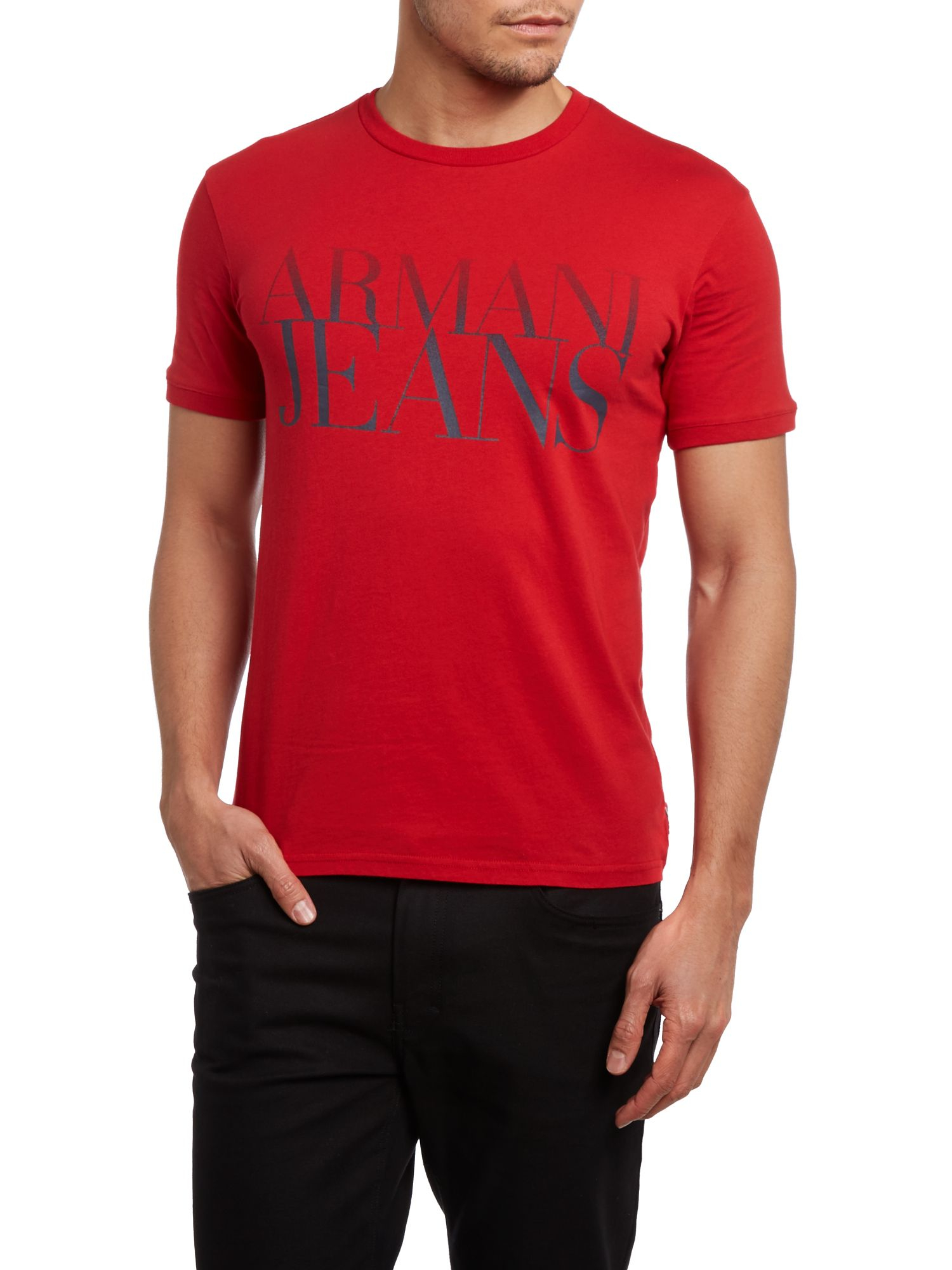 Armani jeans Logo Tshirt in Red for Men | Lyst