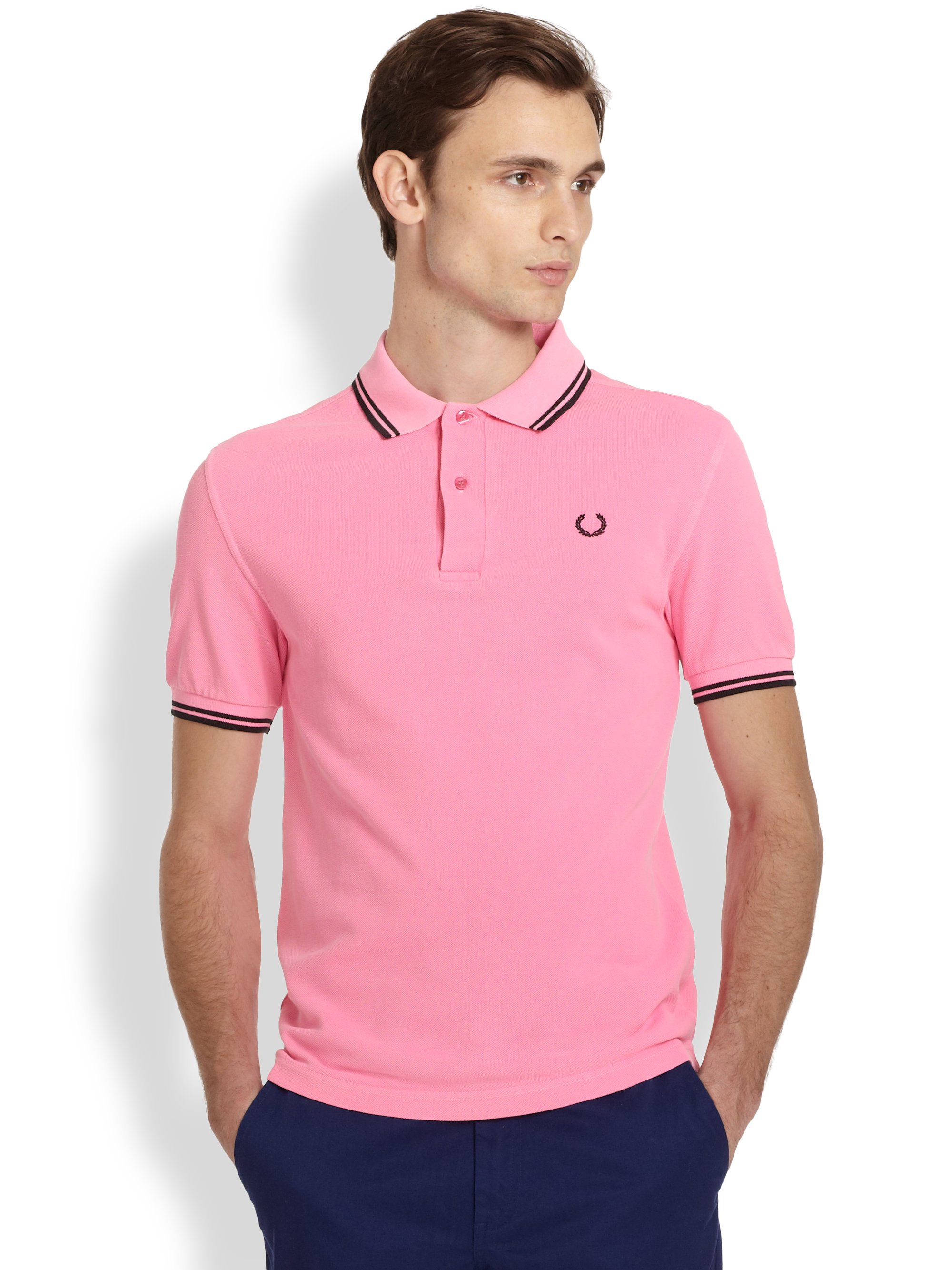 pink fred perry polo shirt