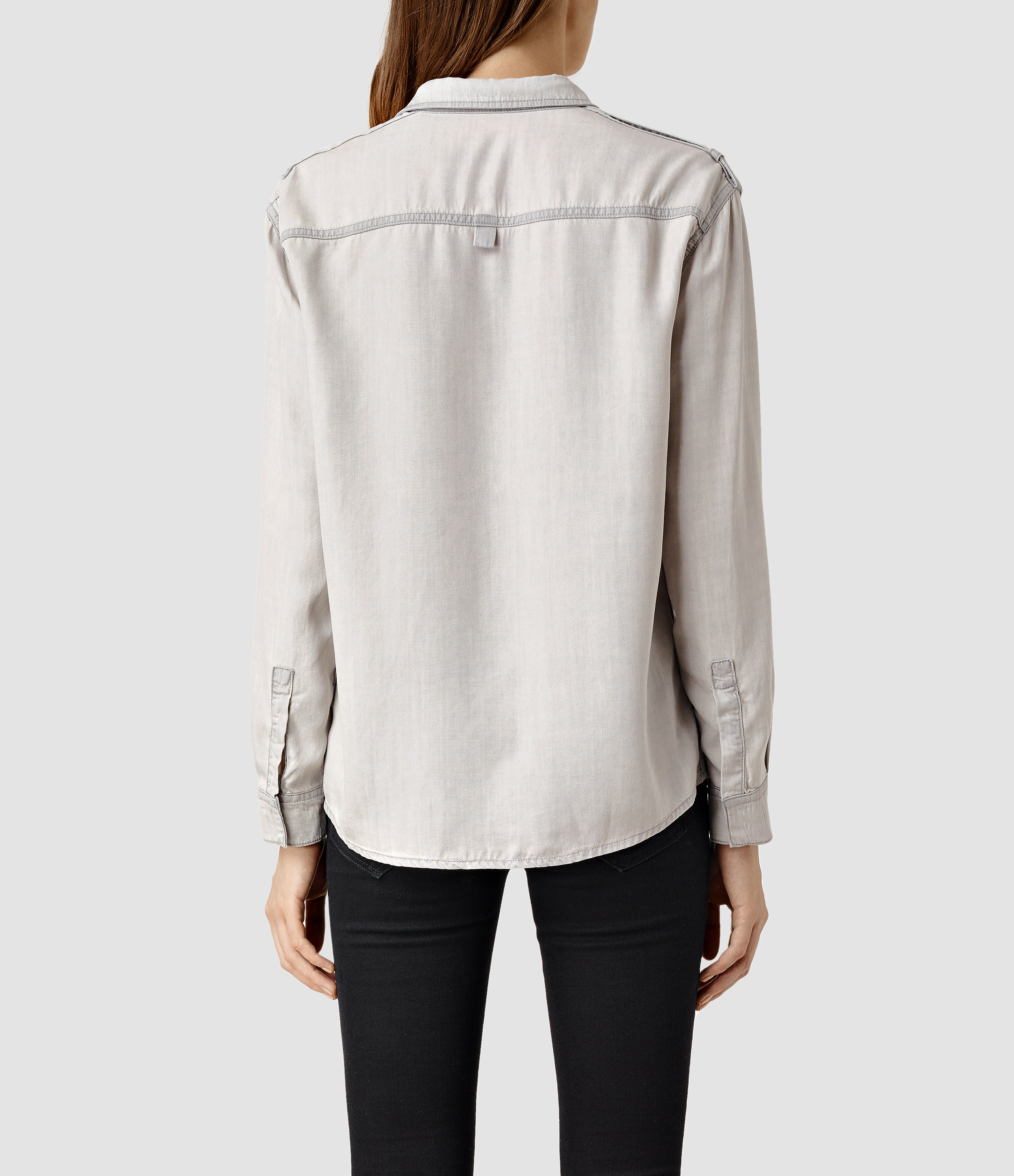 Lyst Allsaints Riva Shirt / Bleached Grey in Gray