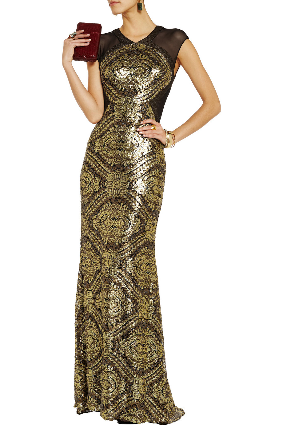 badgley mischka sequin gown