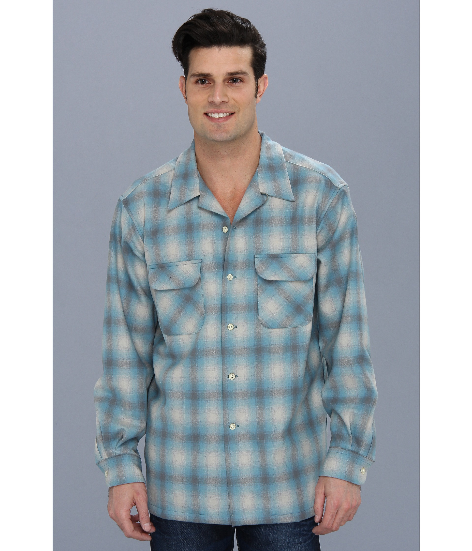Blue Gray Ombré Nwt $170 Pendleton Men's Board Shirt Size 4XL Tall 