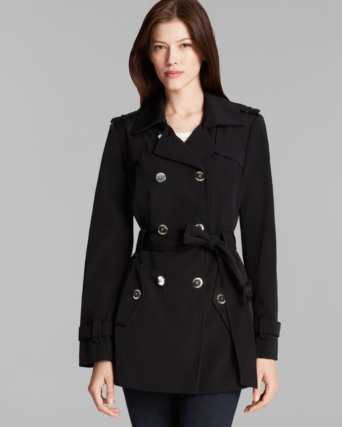 Calvin klein Trench Coat - Double Breasted Belted in Black | Lyst