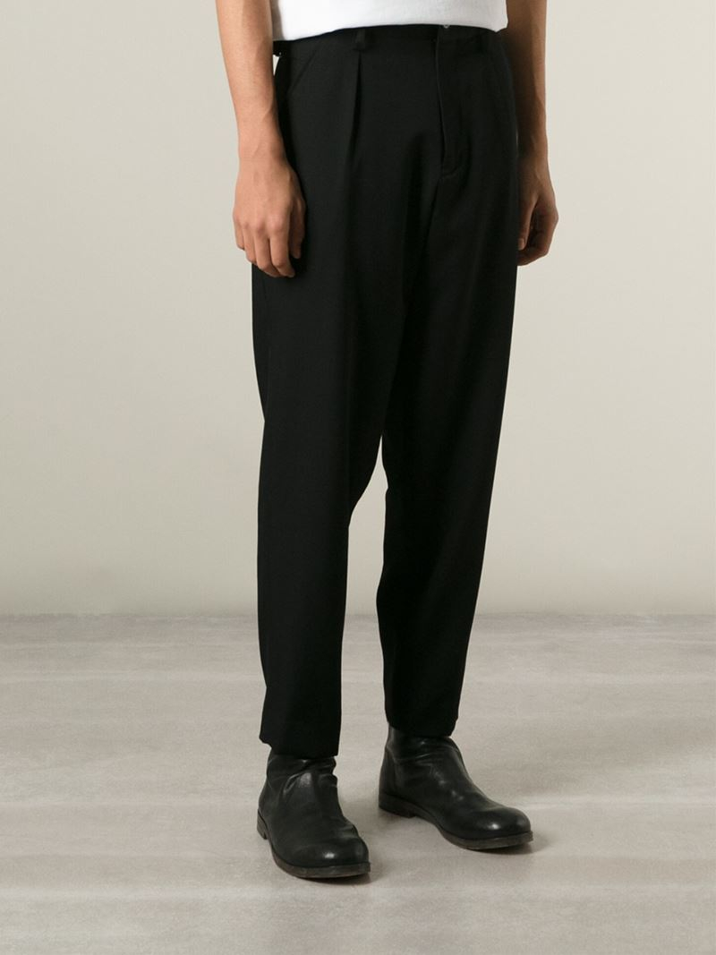 Yohji Yamamoto High Waist Loose Fit Trousers in Black for Men - Lyst