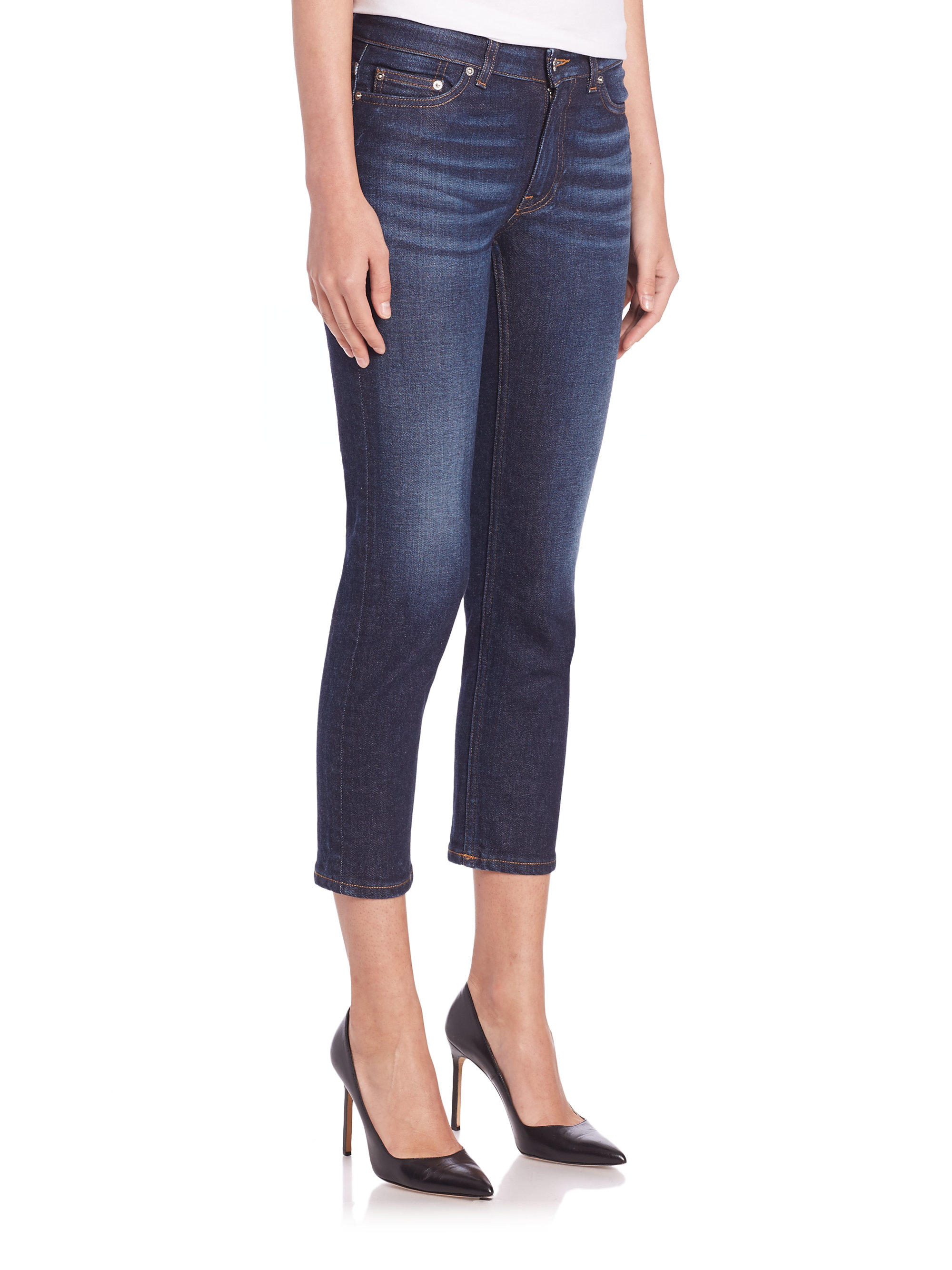 Lyst - Acne Studios Row Cropped Skinny Jeans in Blue