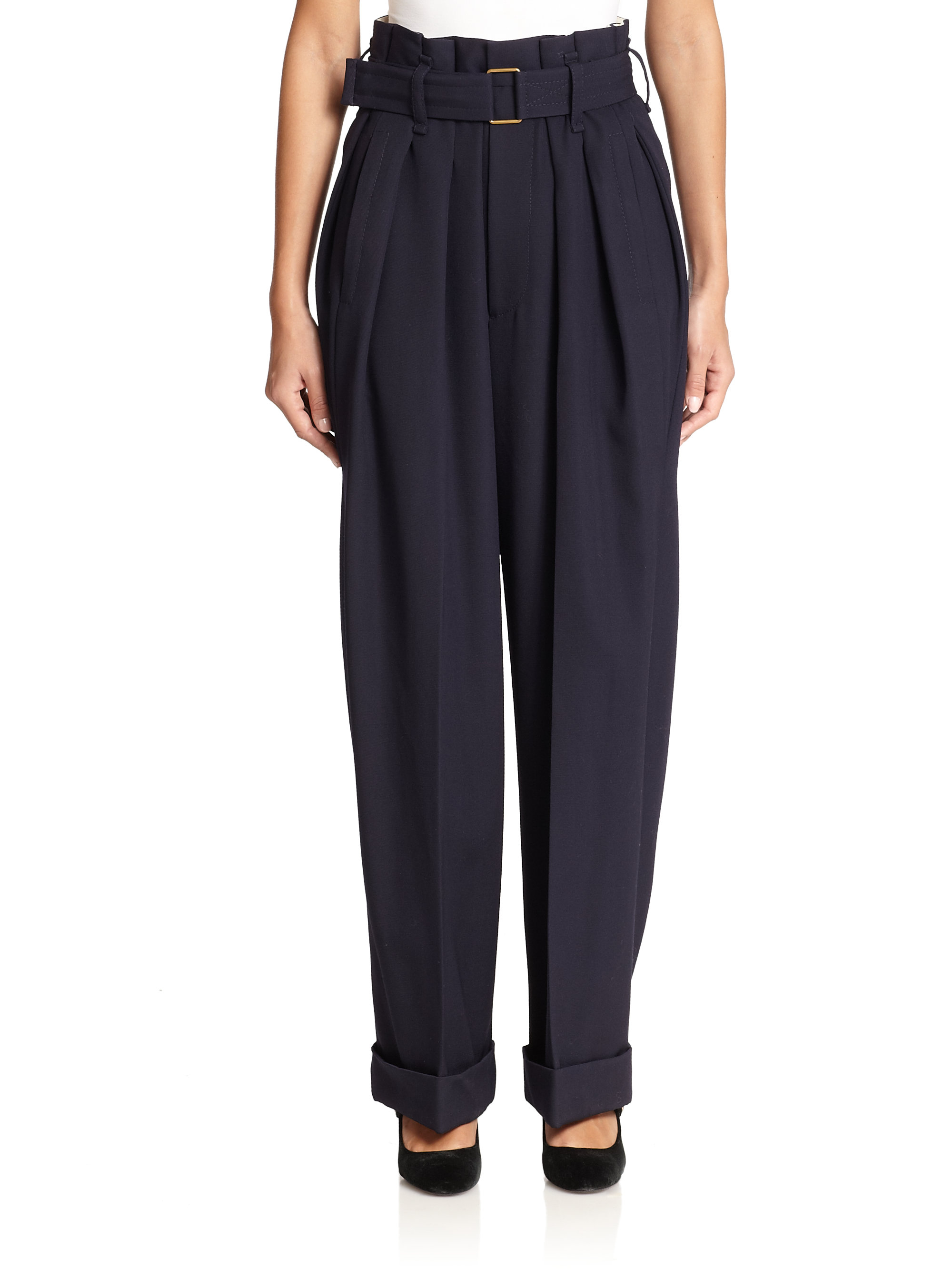 wool high waisted pants