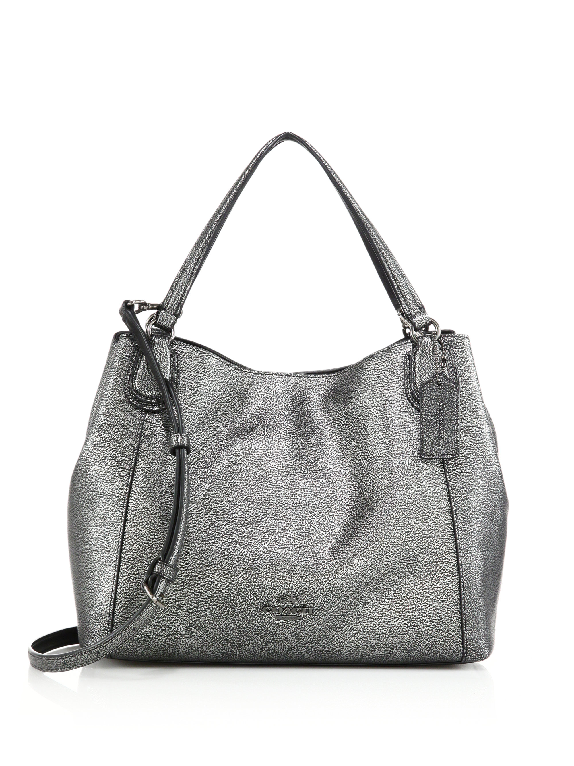 COACH Edie Metallic Pebbled Leather Shoulder Bag | Lyst