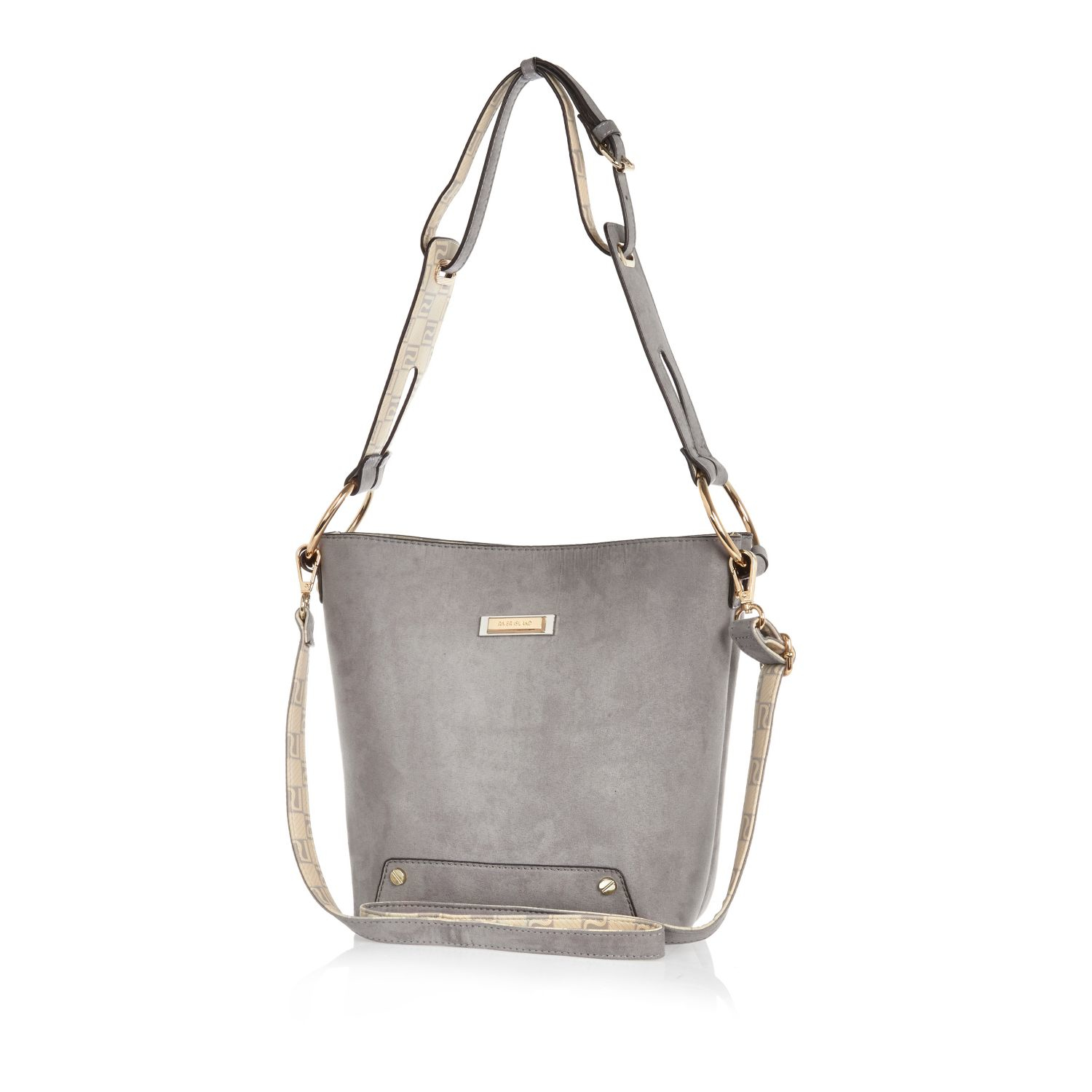river island grey suede bag