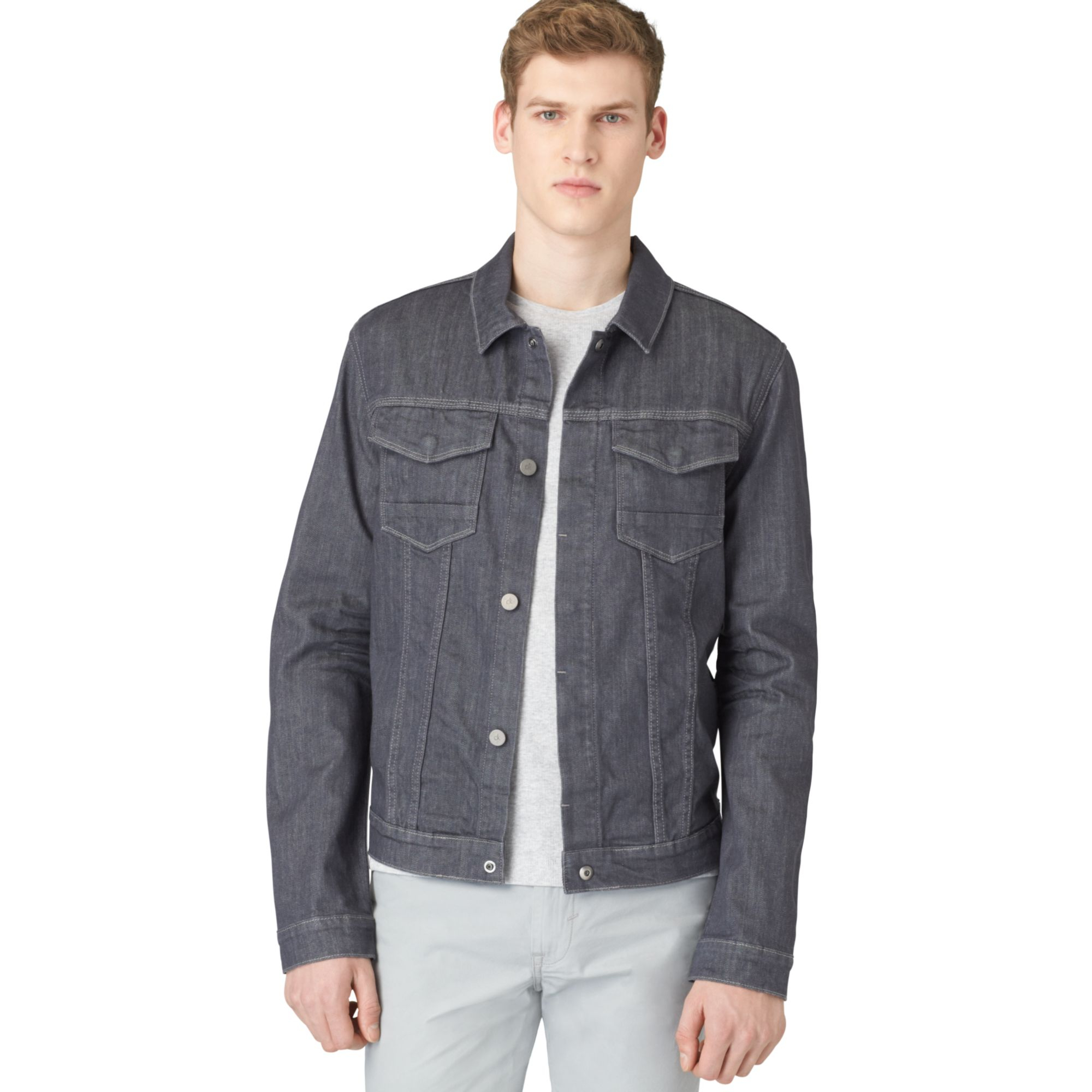 Lyst - Calvin Klein Jeans American Icon Light Grey Denim Jacket in Gray ...