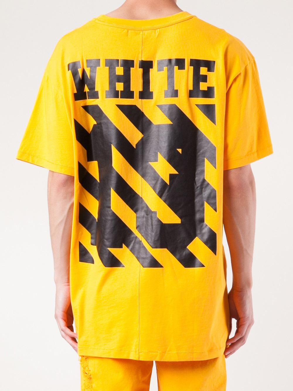 Off-White - Authenticated T-Shirt - Cotton Orange Abstract for Men, Good Condition