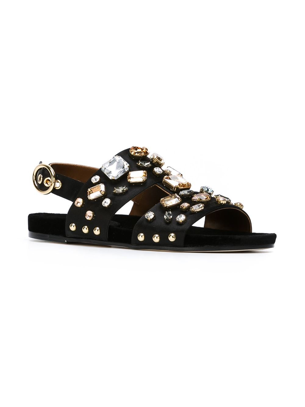 Dolce & gabbana Crystal Embellished Sandals in Black | Lyst