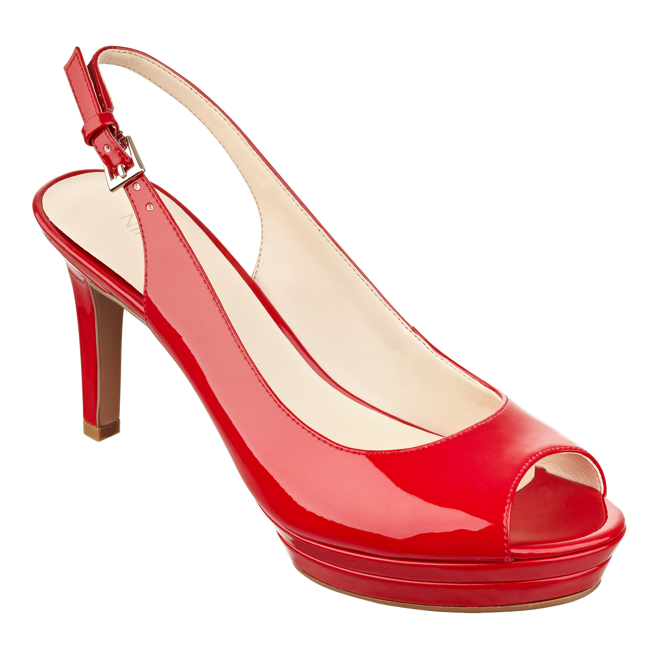 red peep toe block heels
