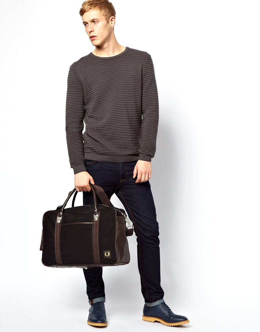 fred perry leather holdall