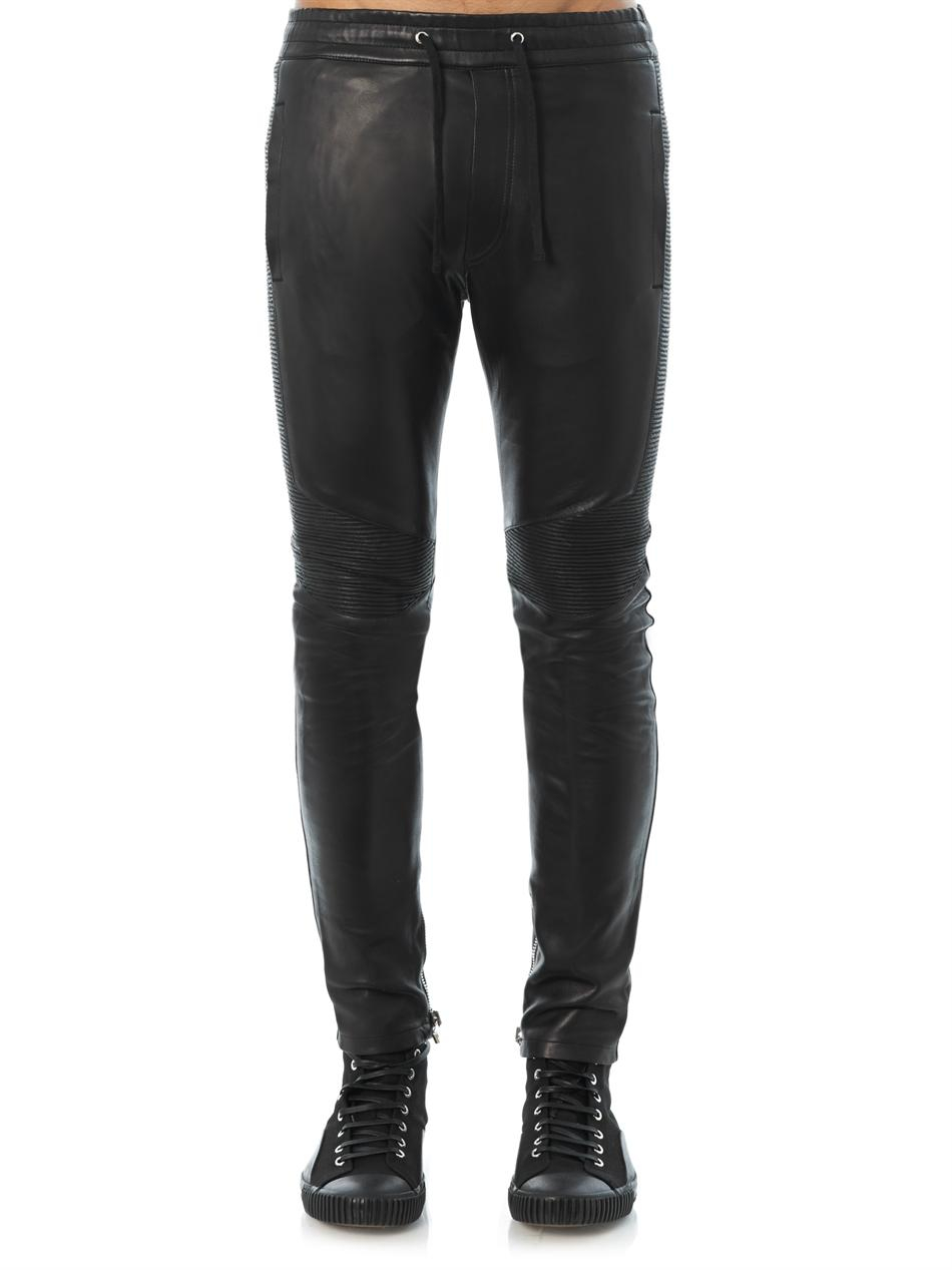 balmain leather pants mens