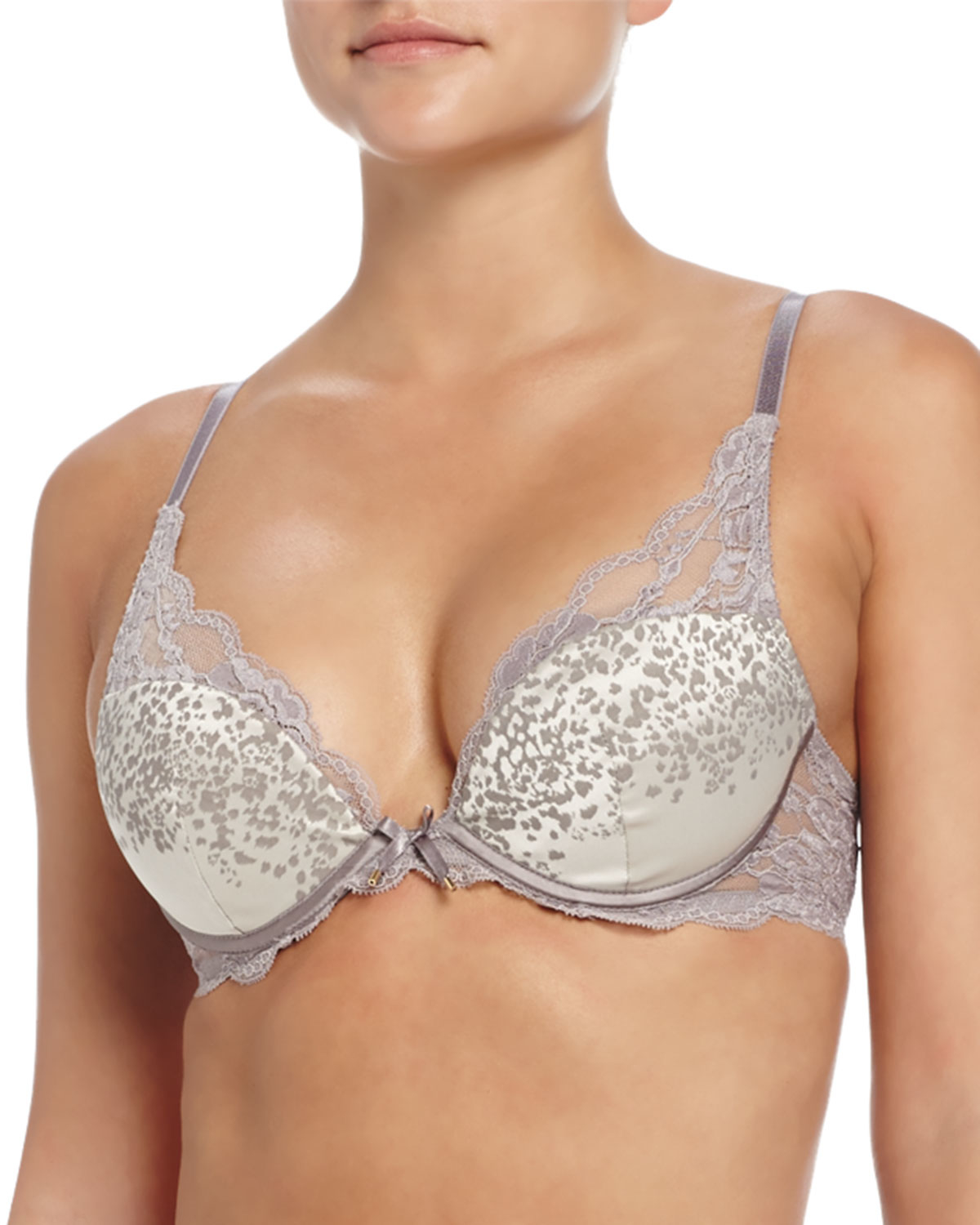 Chantelle Satine Lace Pushup Bra in Gray Lyst
