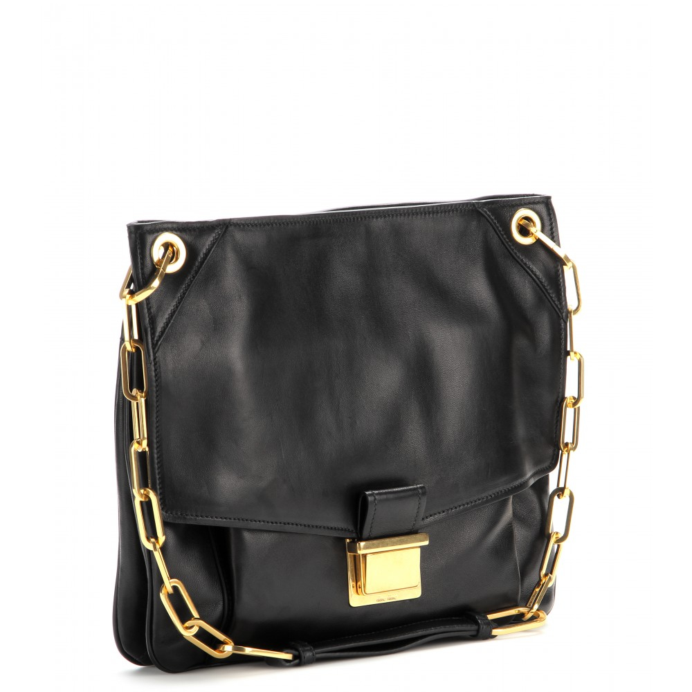 Lyst Miu Miu Leather Shoulder Bag in Black
