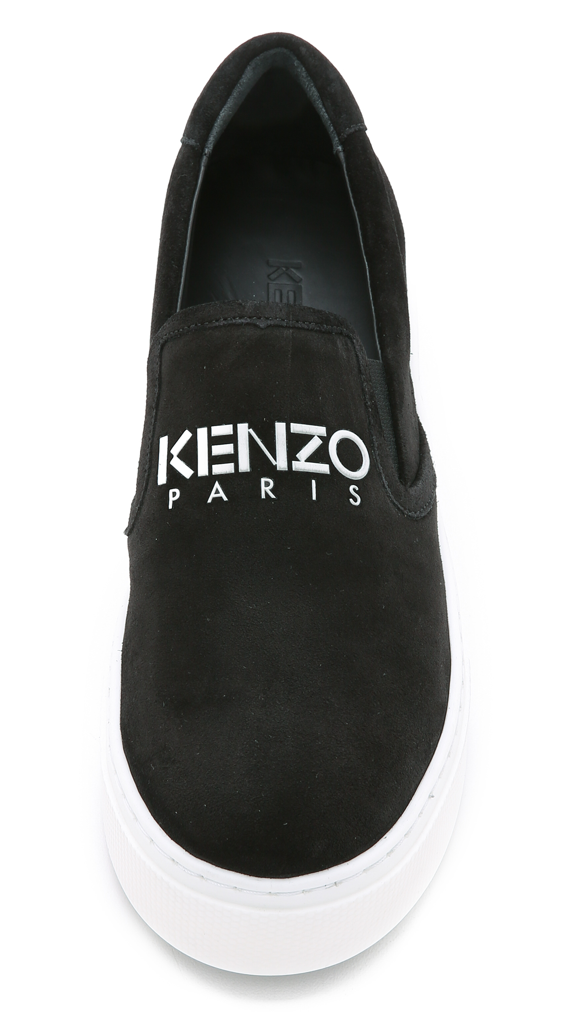 KENZO Suede Slip On Sneakers - Black - Lyst