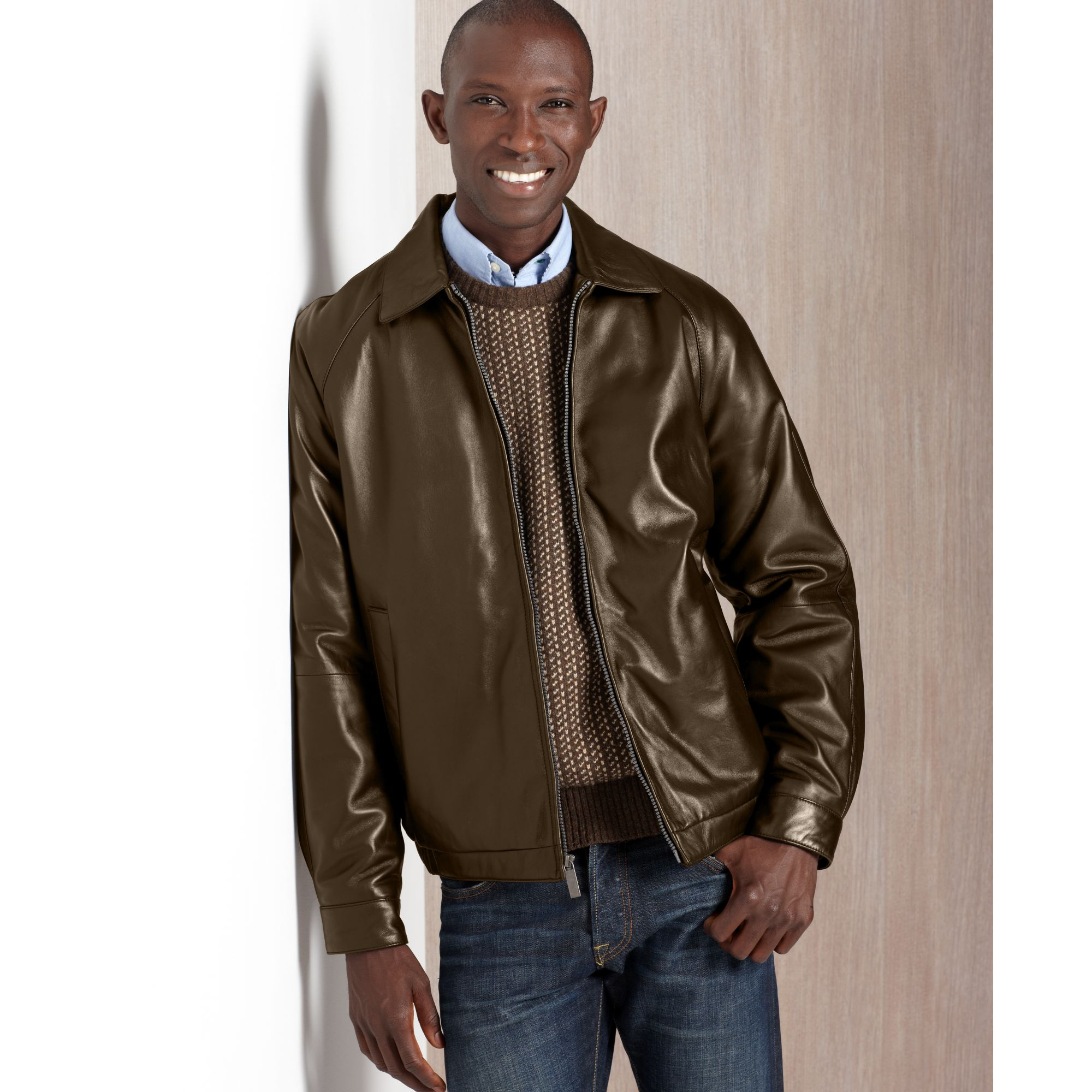 perry ellis lambskin leather jacket