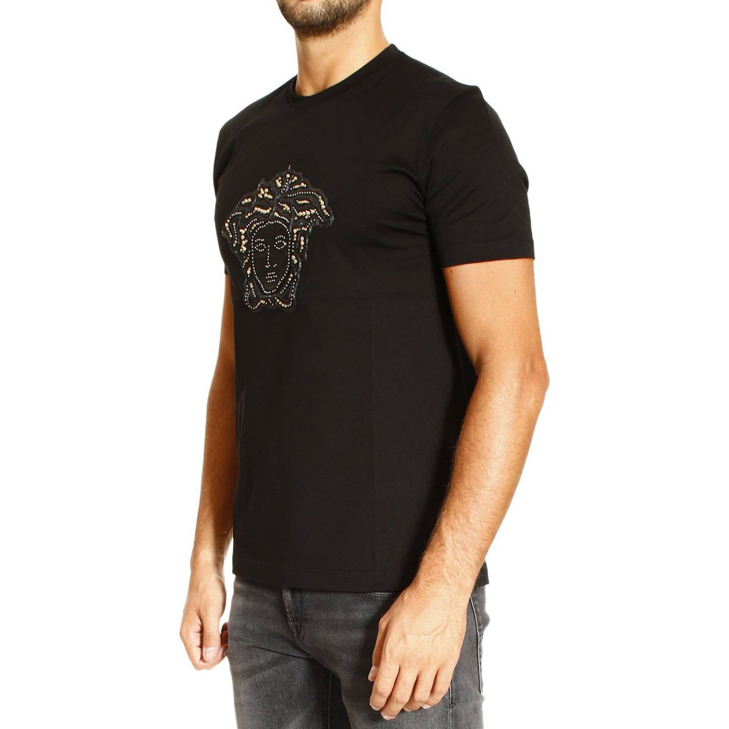 Versace T-Shirt Short Sleeve Crewneck Leather Medusa With Studs in ...