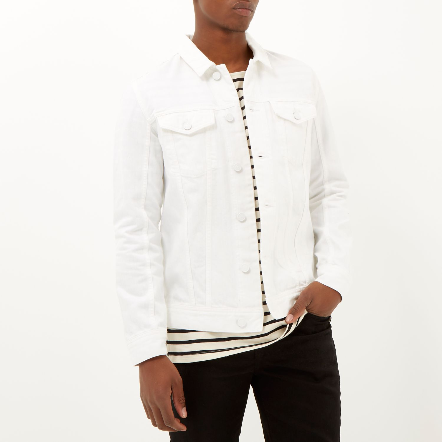 river island white denim jacket