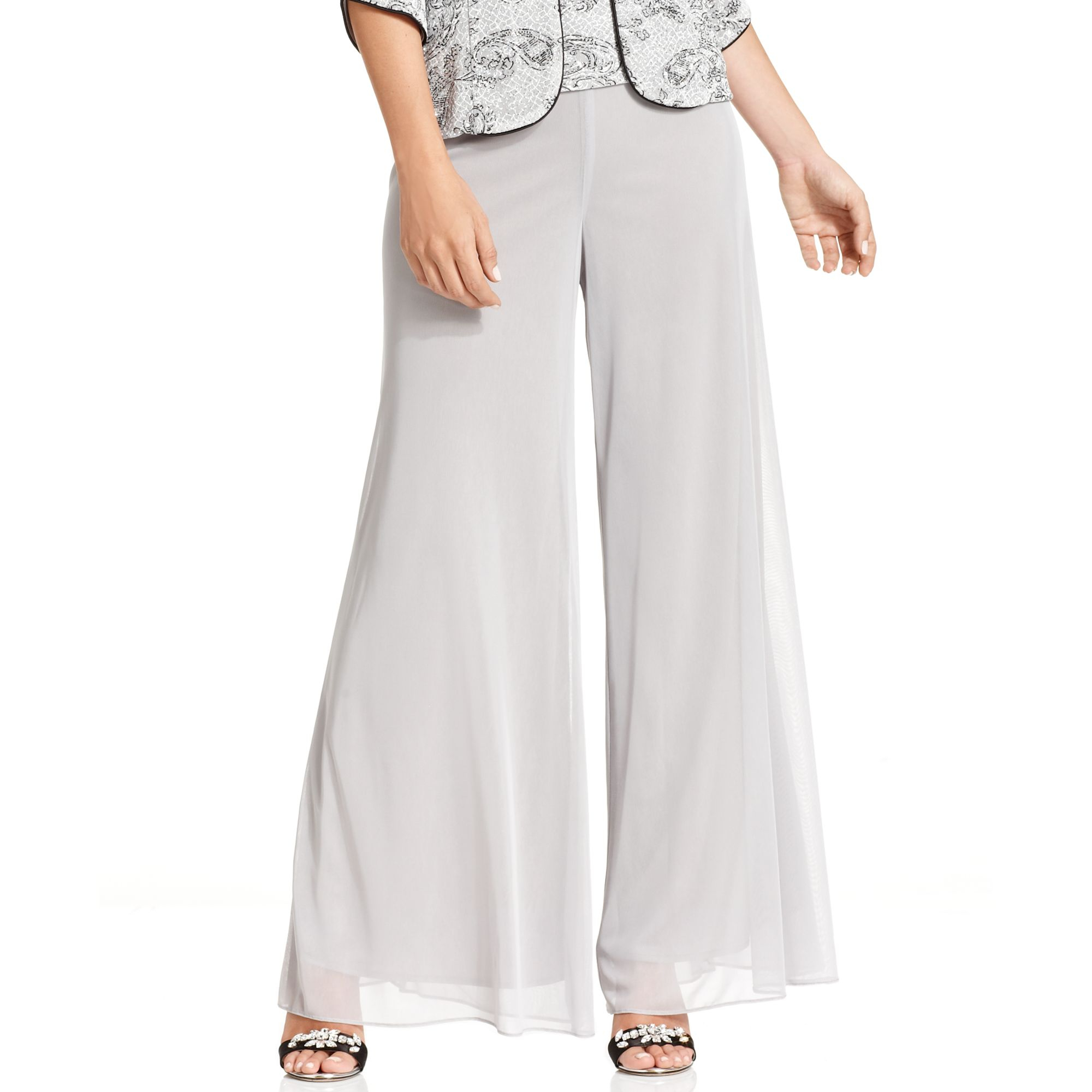 alex evenings wide leg chiffon pants