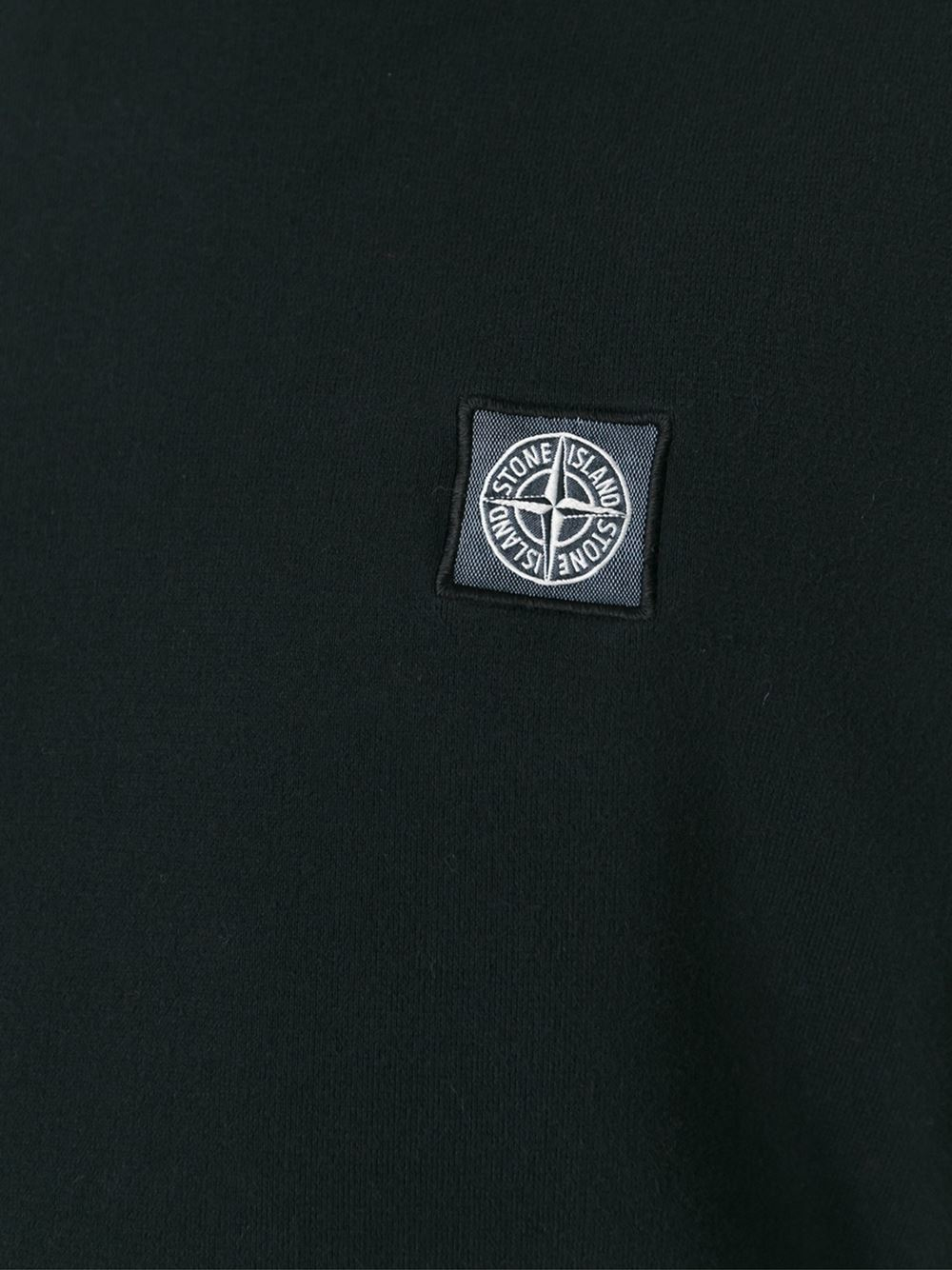 Stone Island Logo Patch Hoodie in Black for Men | Lyst
