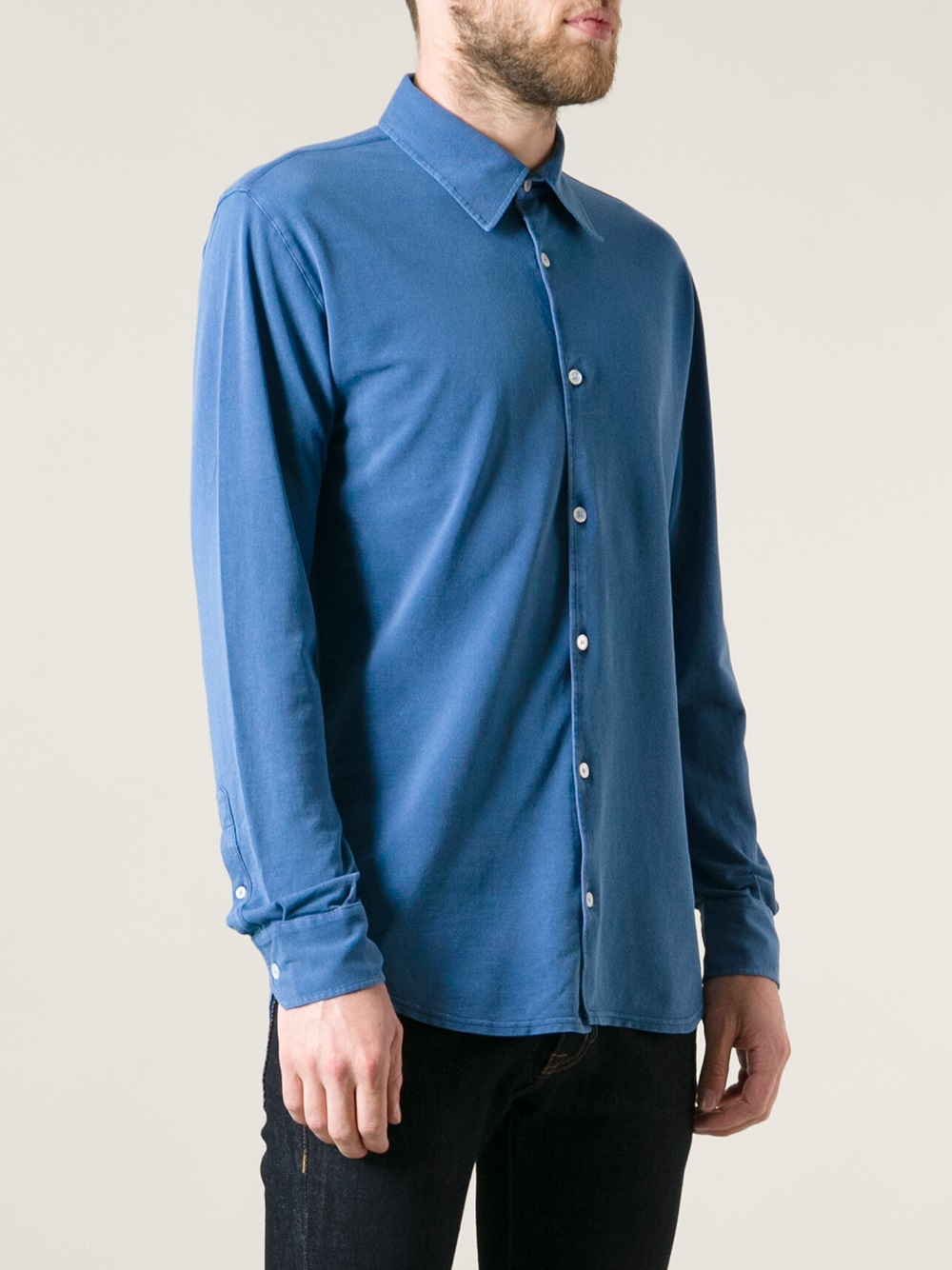 Fedeli Long Sleeve Polo Shirt in Blue for Men - Lyst