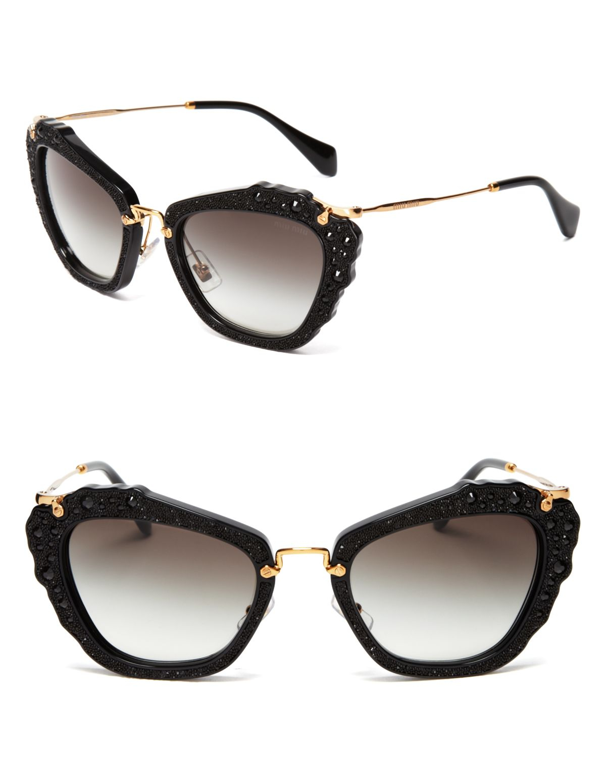 Lyst - Miu Miu Embellished Cat Eye Sunglasses in Black