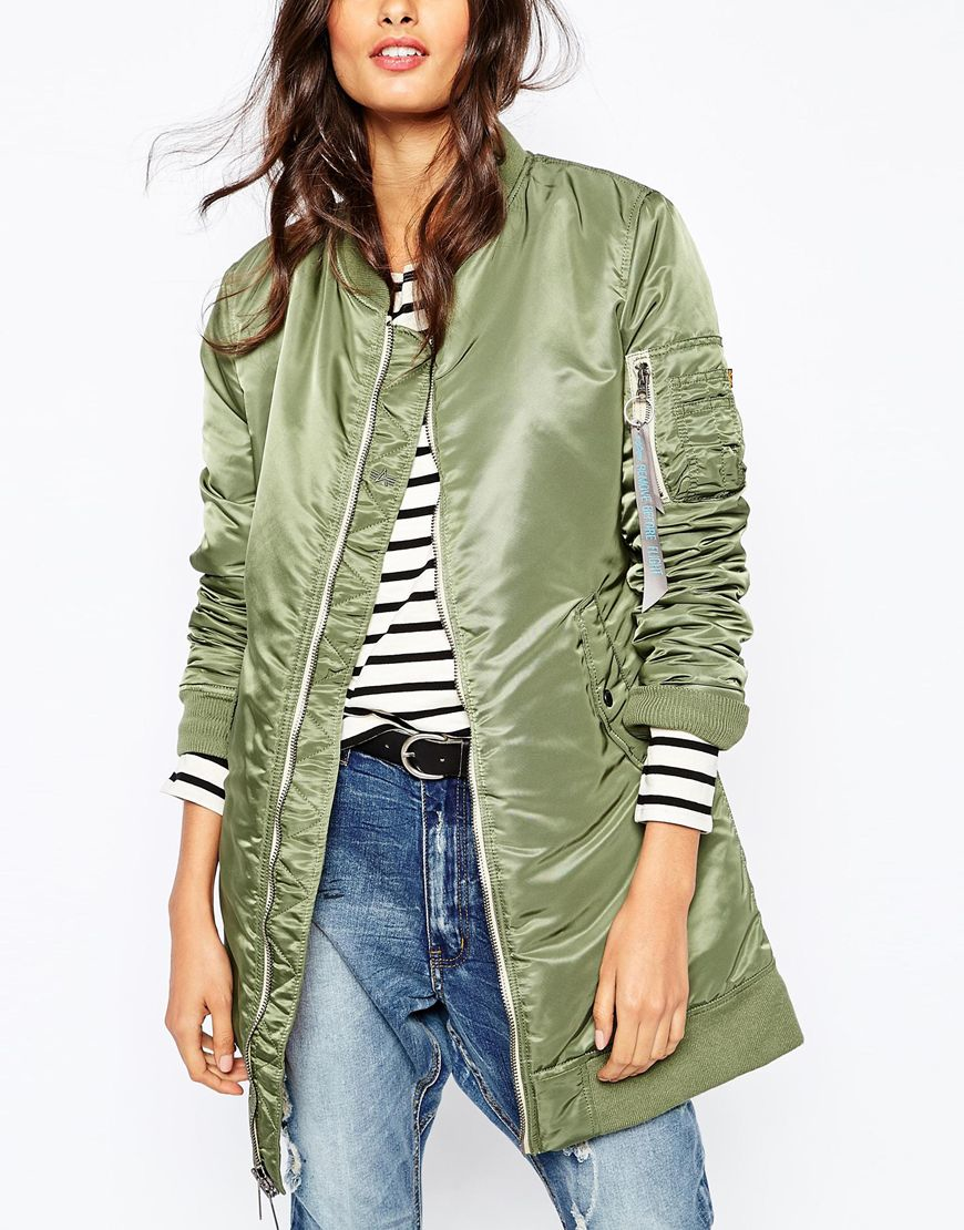 Bomber Green Jacket Long Ma-1 Alpha in Lyst Industries |