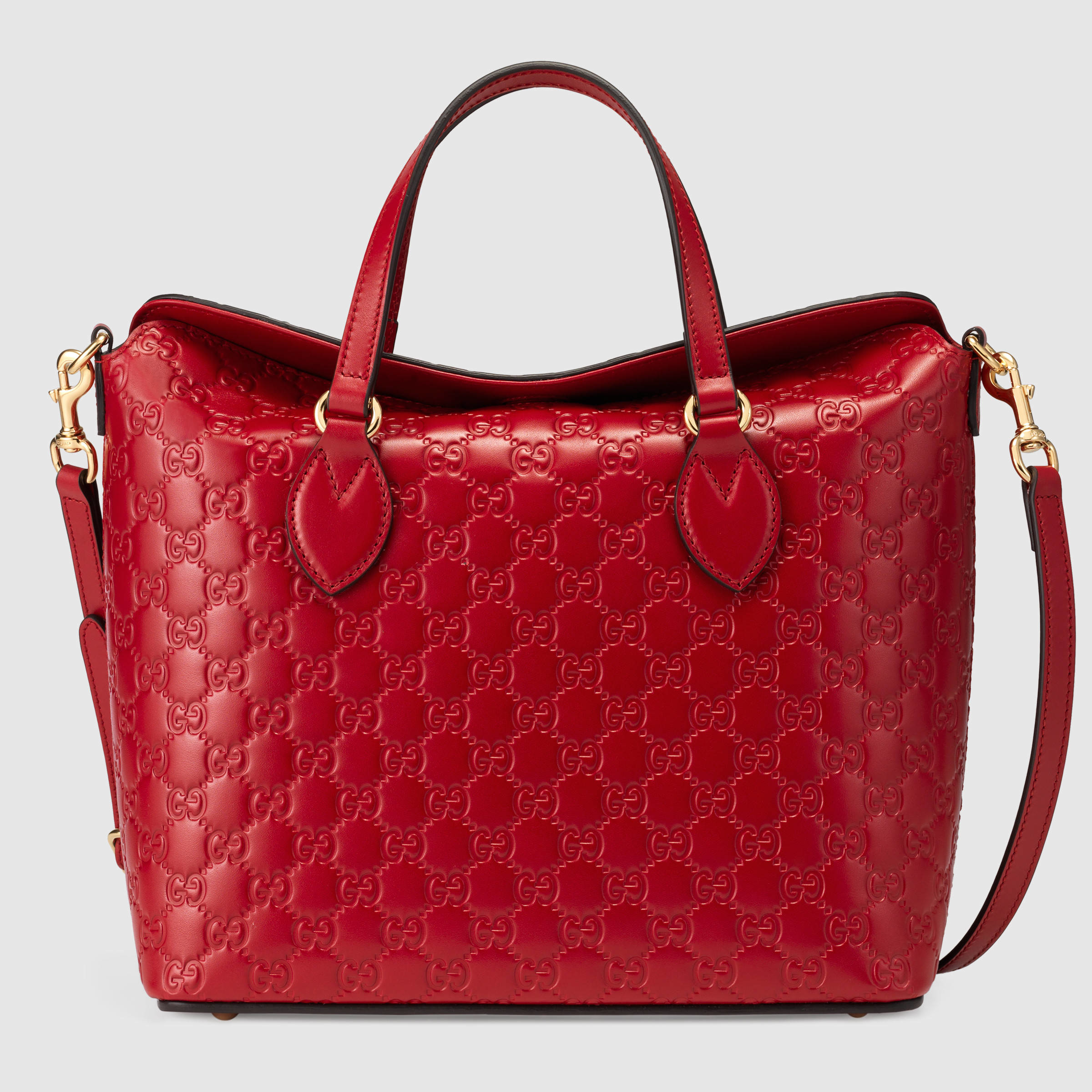 Gucci Signature Leather Top Handle Bag in Red - Lyst