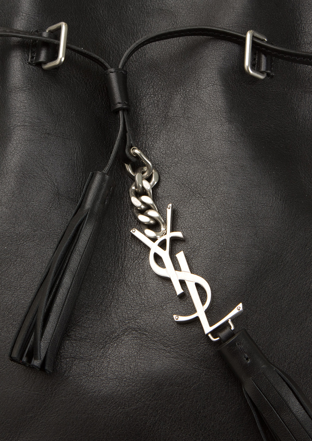 how to spot a fake ysl bag - Saint laurent Small Monogram Flat Bucket Bag In Black Leather And ...