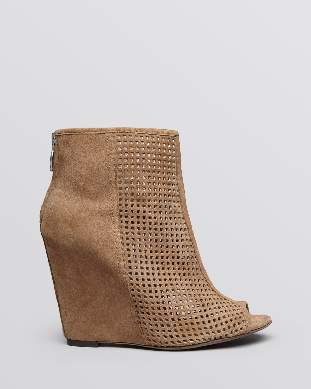 open toe wedge booties