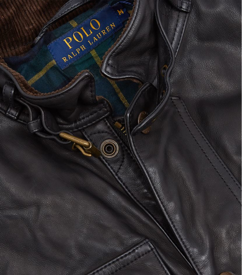 Polo Ralph Lauren Southbury Leather Biker Jacket In Black