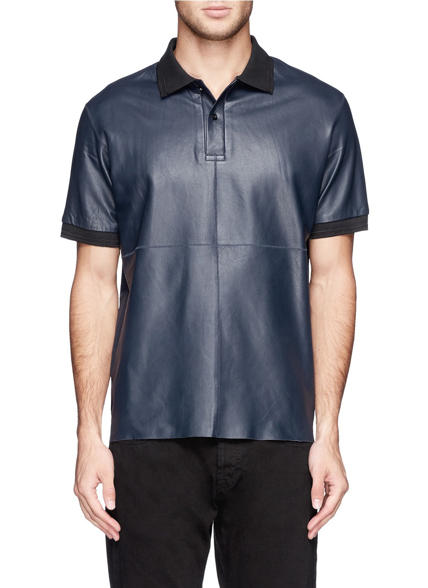 mens leather polo shirt